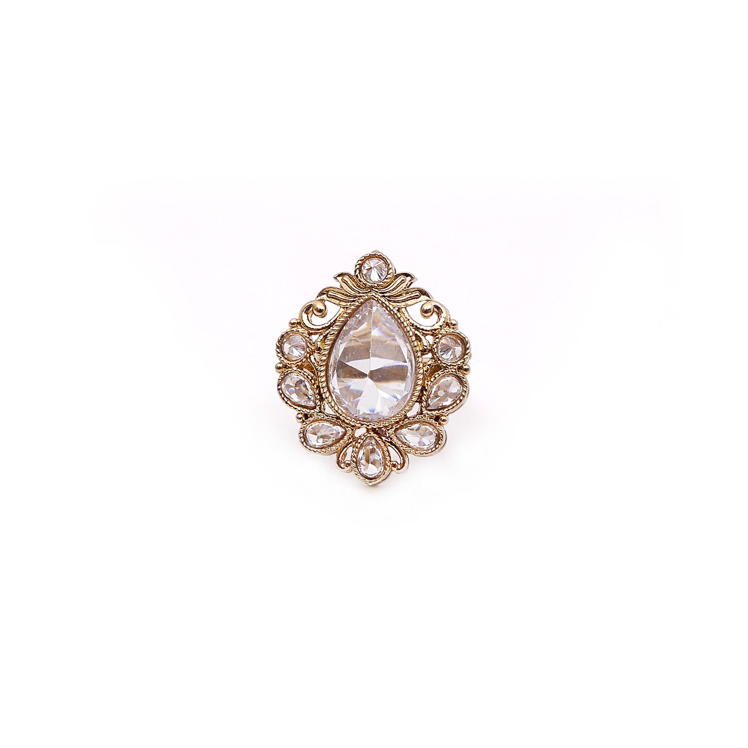 White Crystal Teardrop Ring