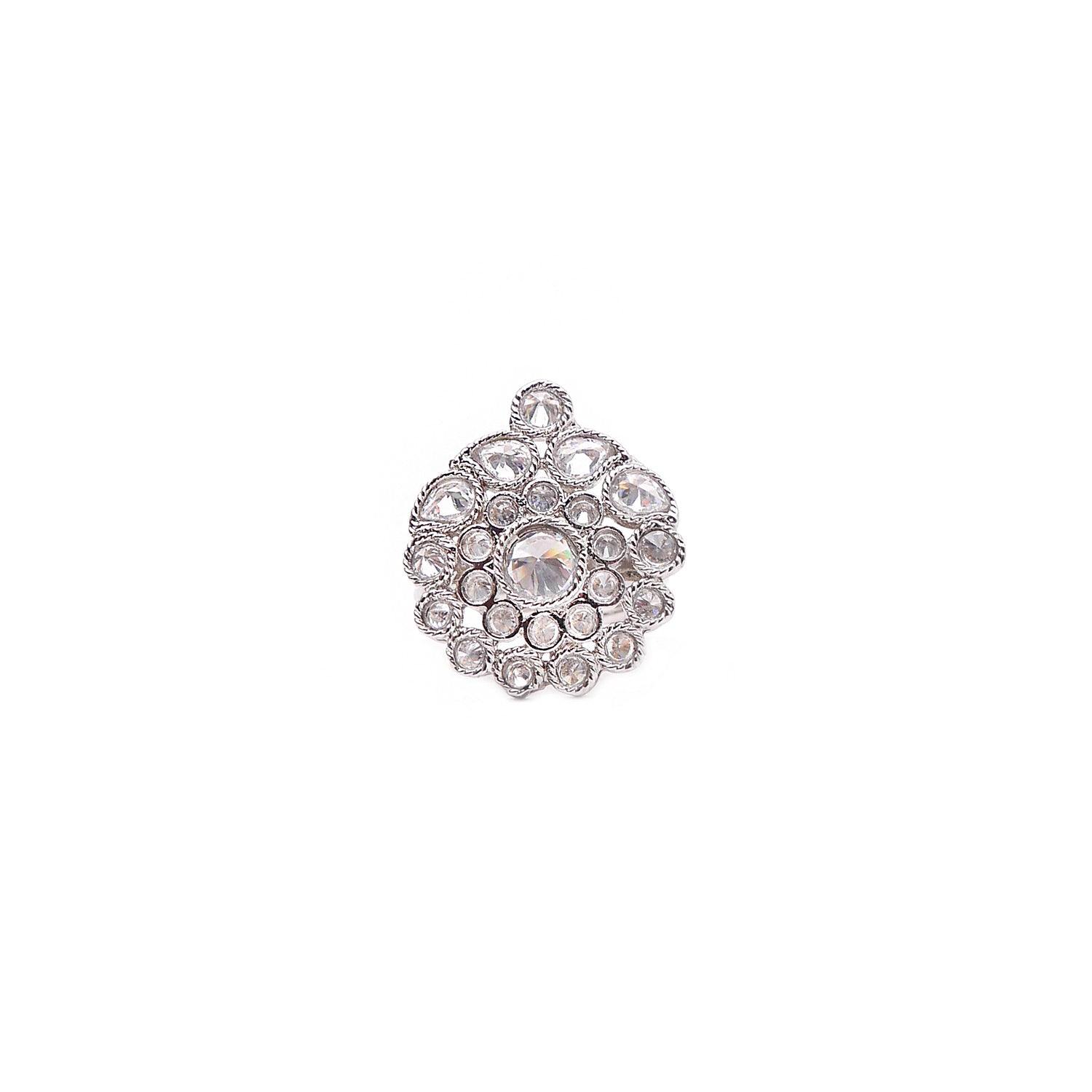 Rhodium Round Ring