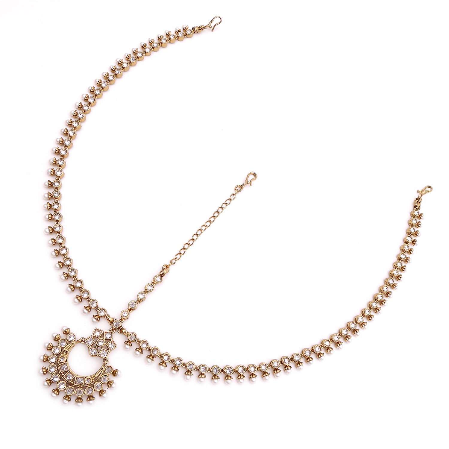 Chand Headpiece in White Crystal and Pearl