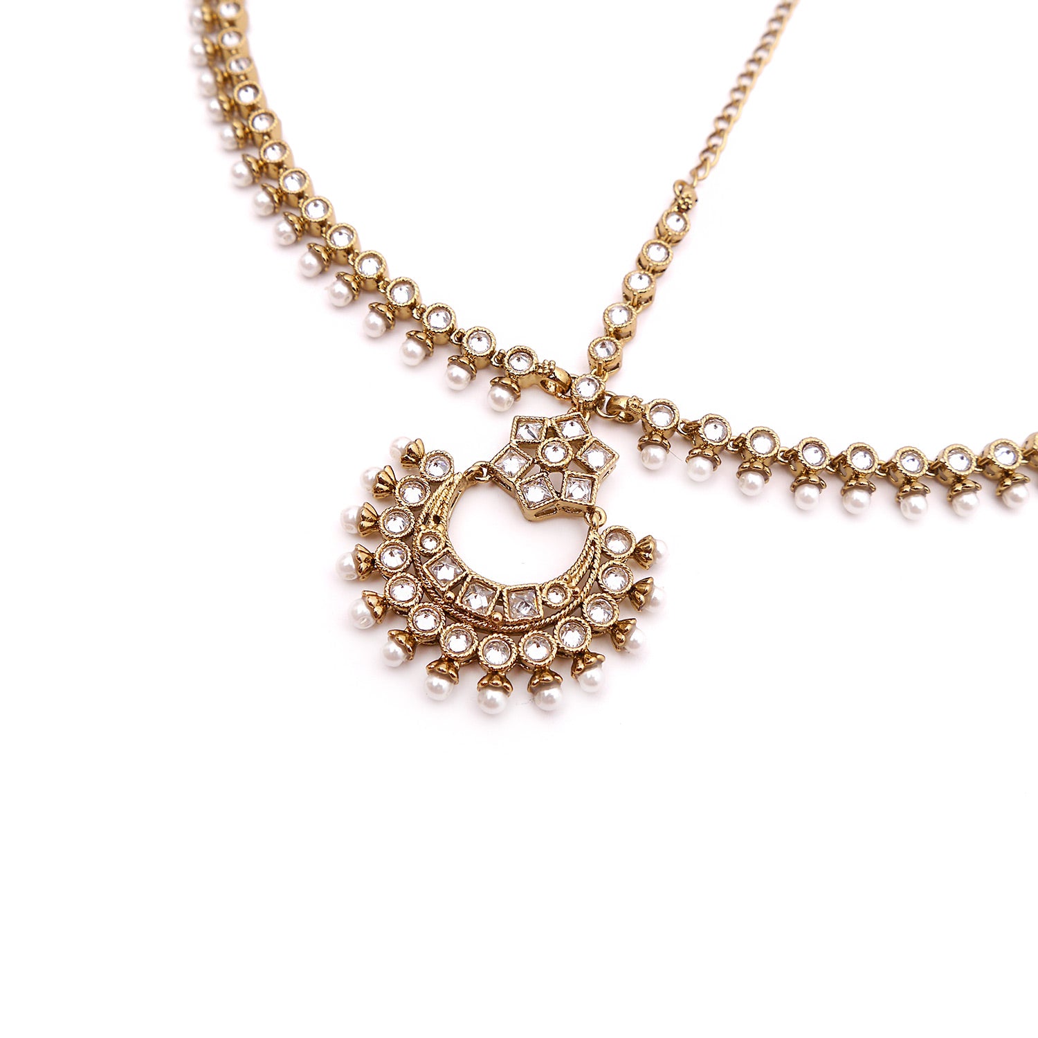 Chand Headpiece in White Crystal and Pearl