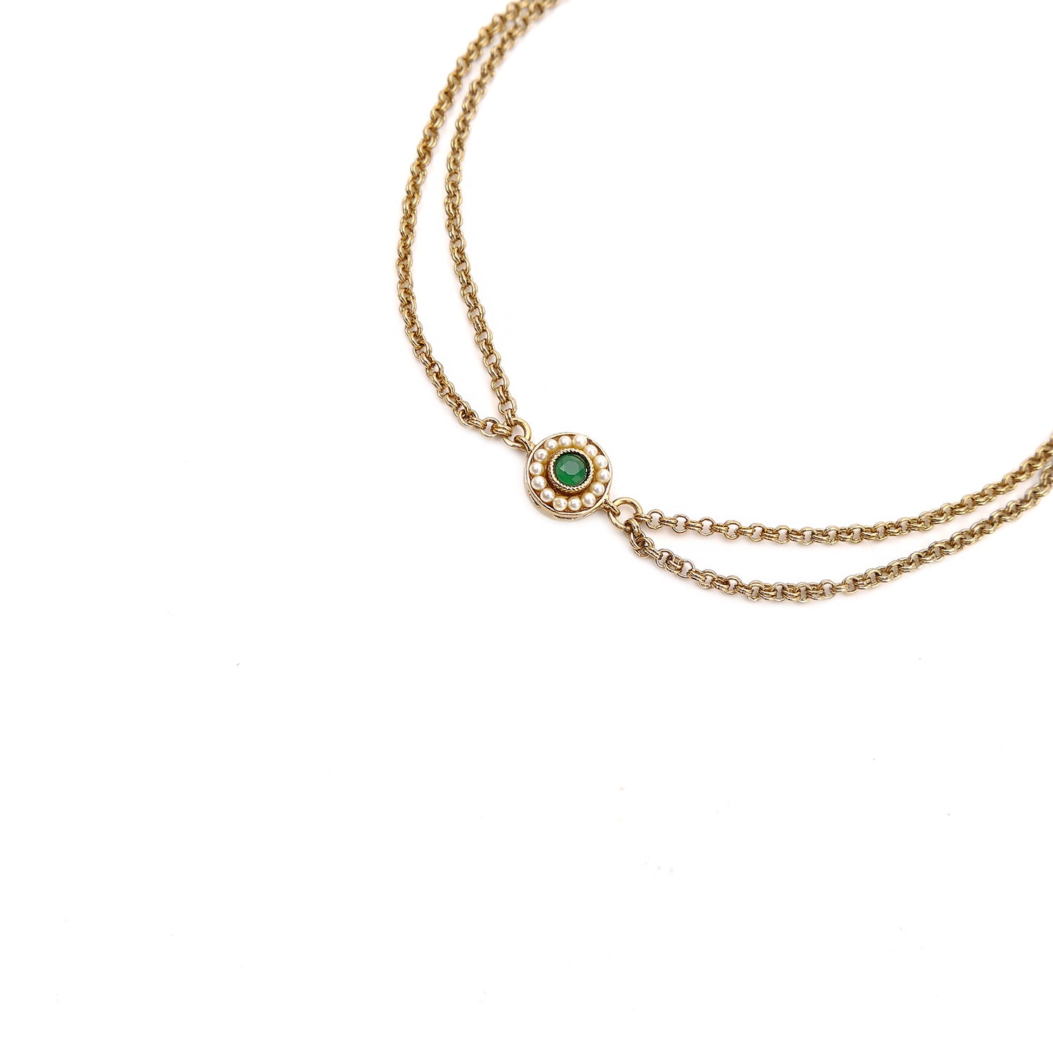 Leela Double Chain Anklet in Emerald