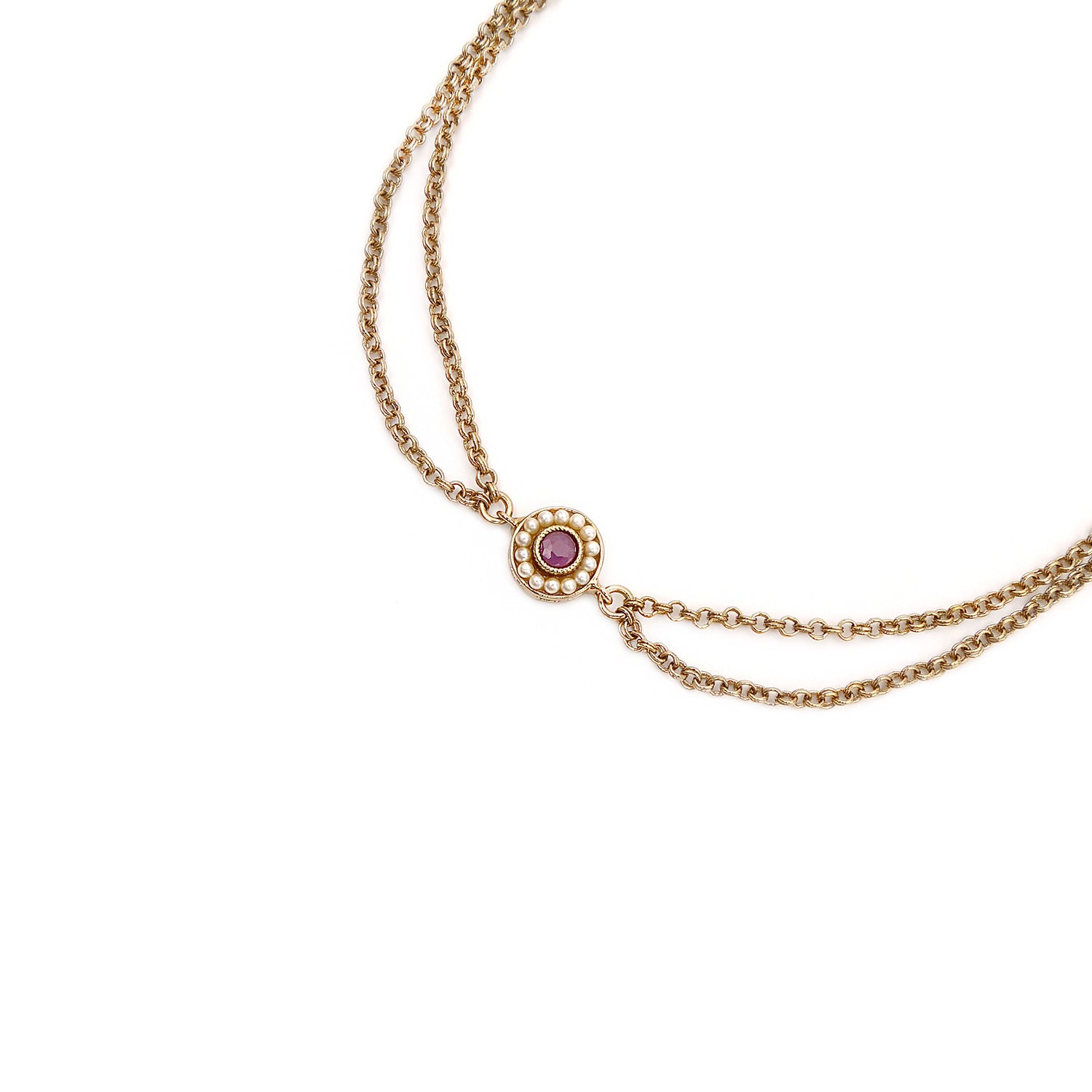 Leela Double Chain Anklet in Pink
