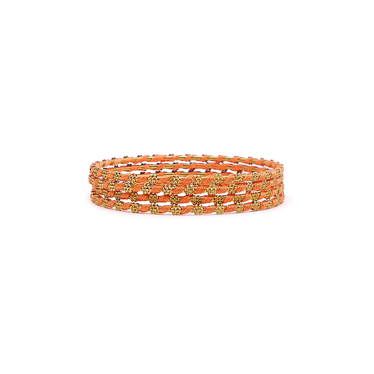 Peach Daisy Thread Bangles