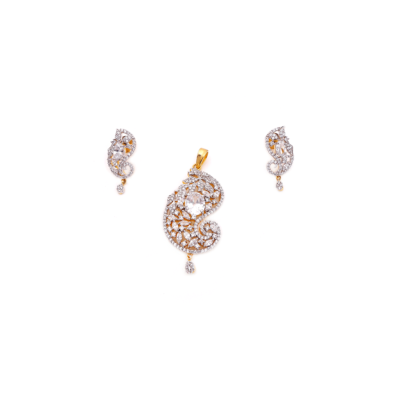 Floral Paisley Cubic Zirconia Pendant Set