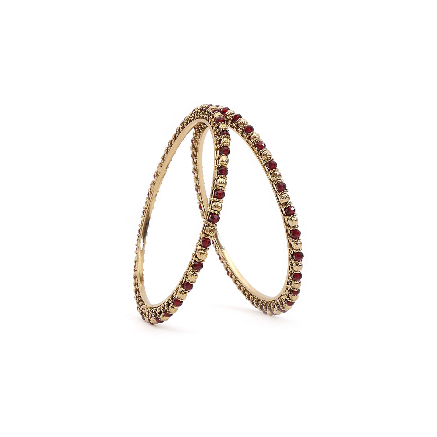 Maroon Crystal Beaded Bangles