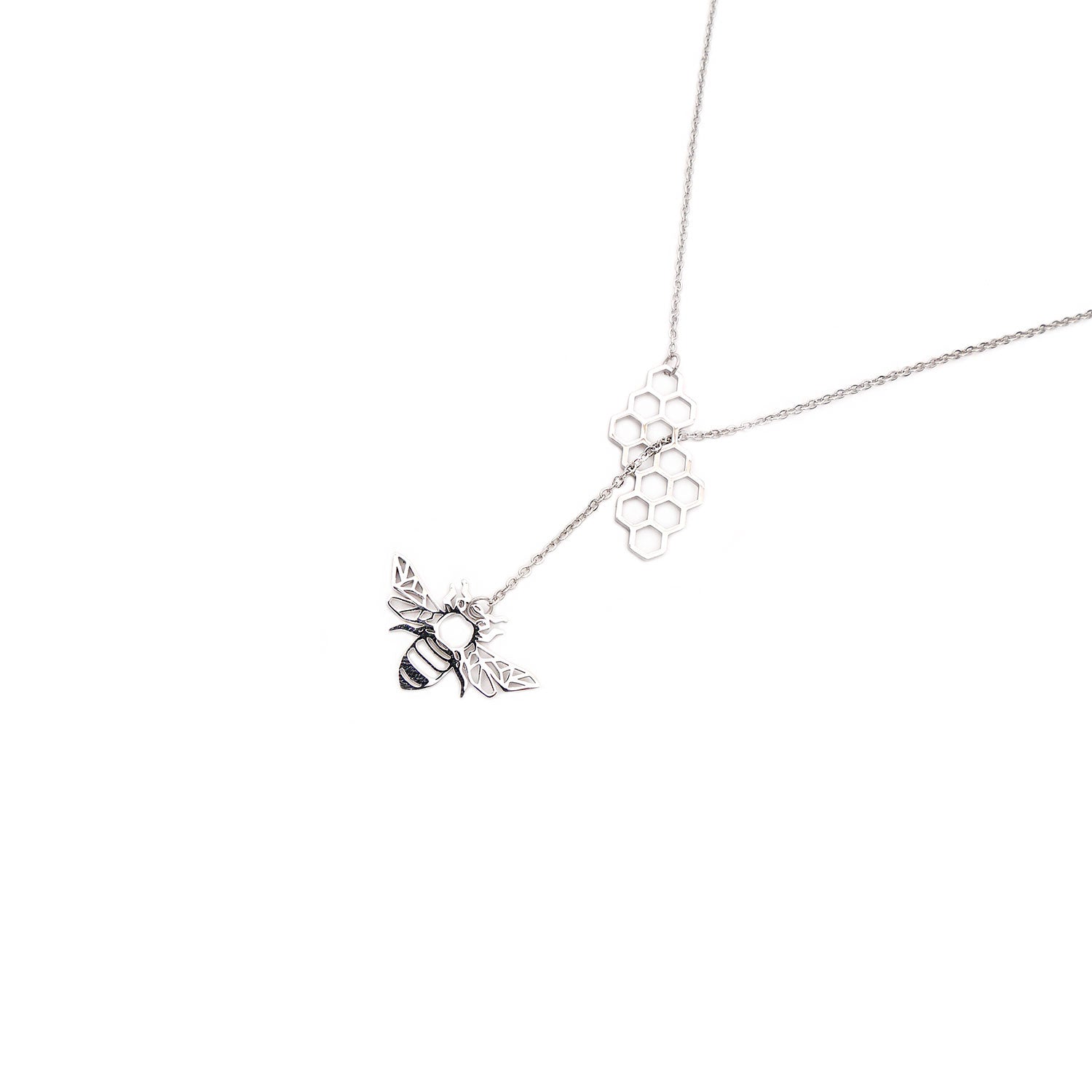 Honey Bee Necklace in Rhodium