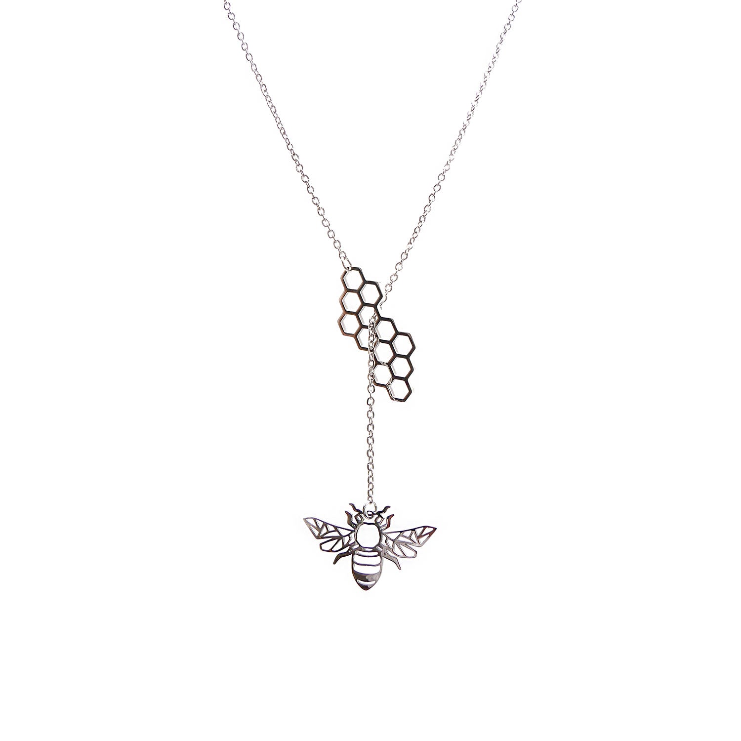 Honey Bee Necklace in Rhodium