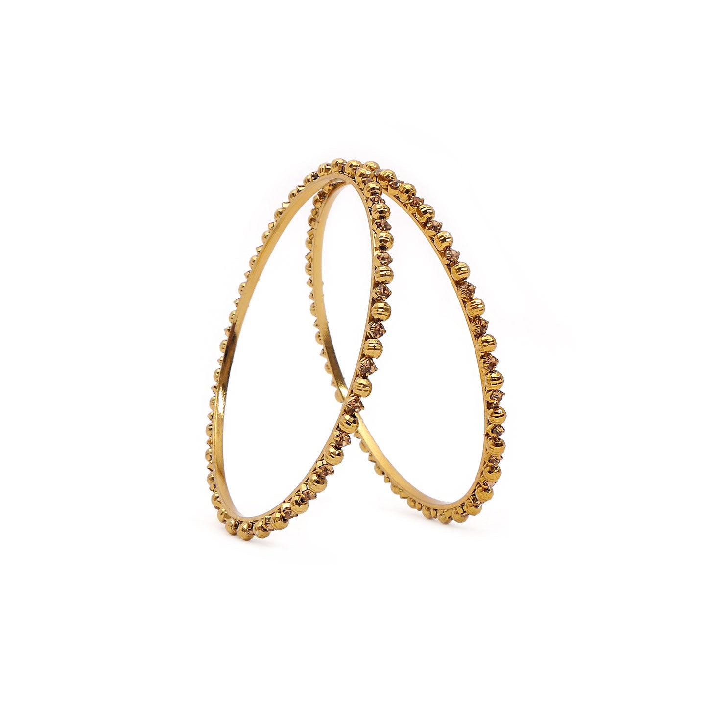 Facet Beaded Champagne Thin Bangles