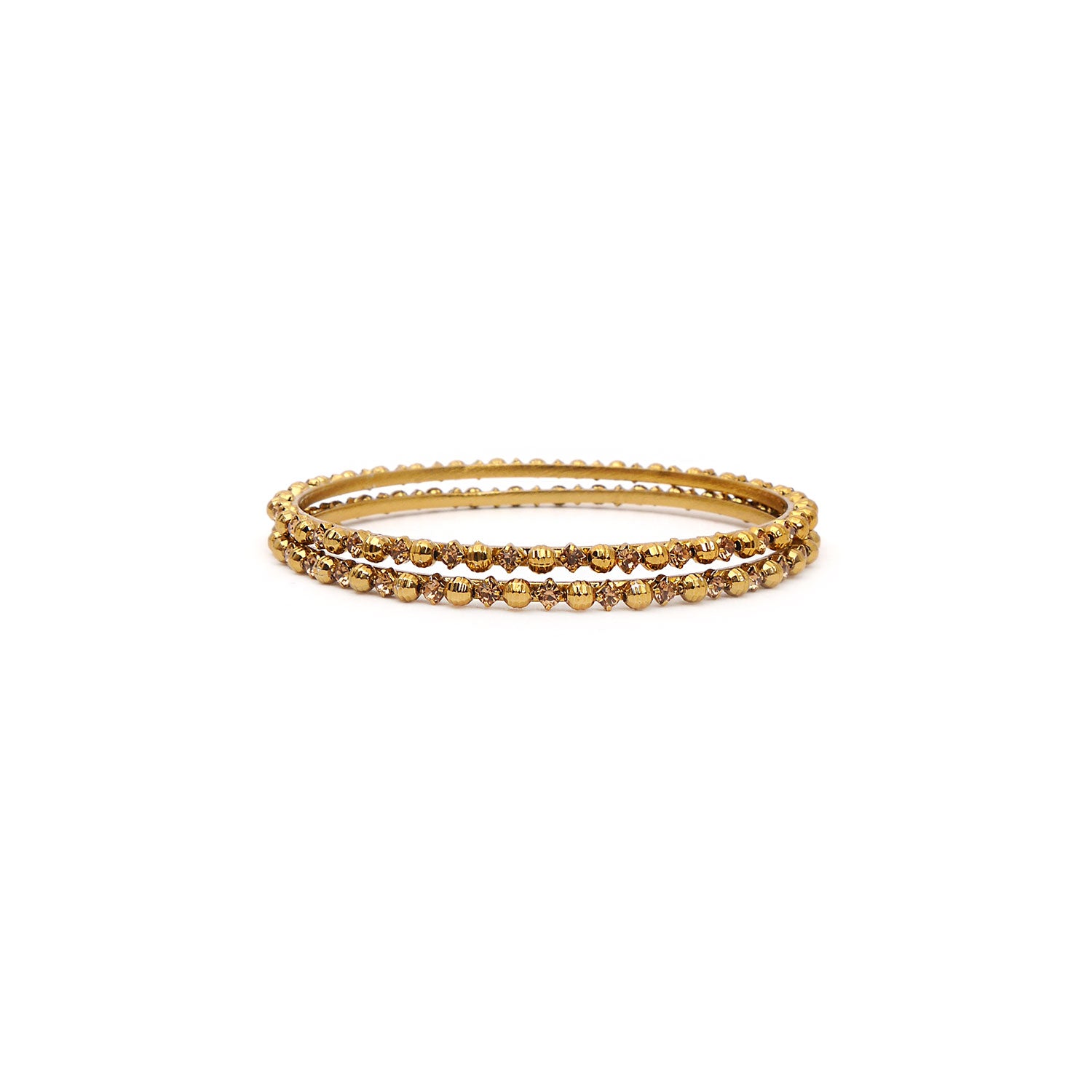 Facet Beaded Champagne Thin Bangles