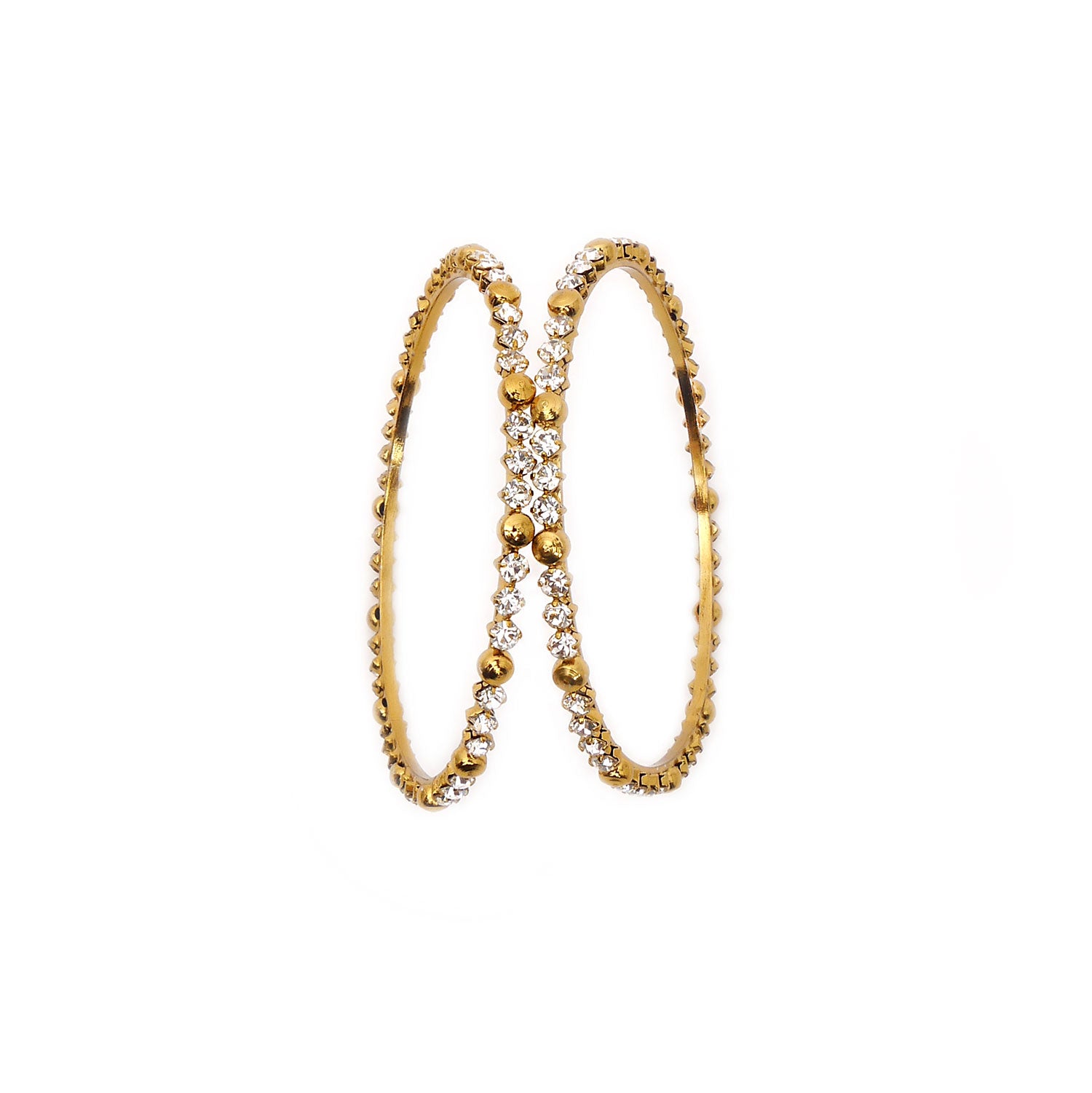 White Diamanté Trio Antique Thin Bangles