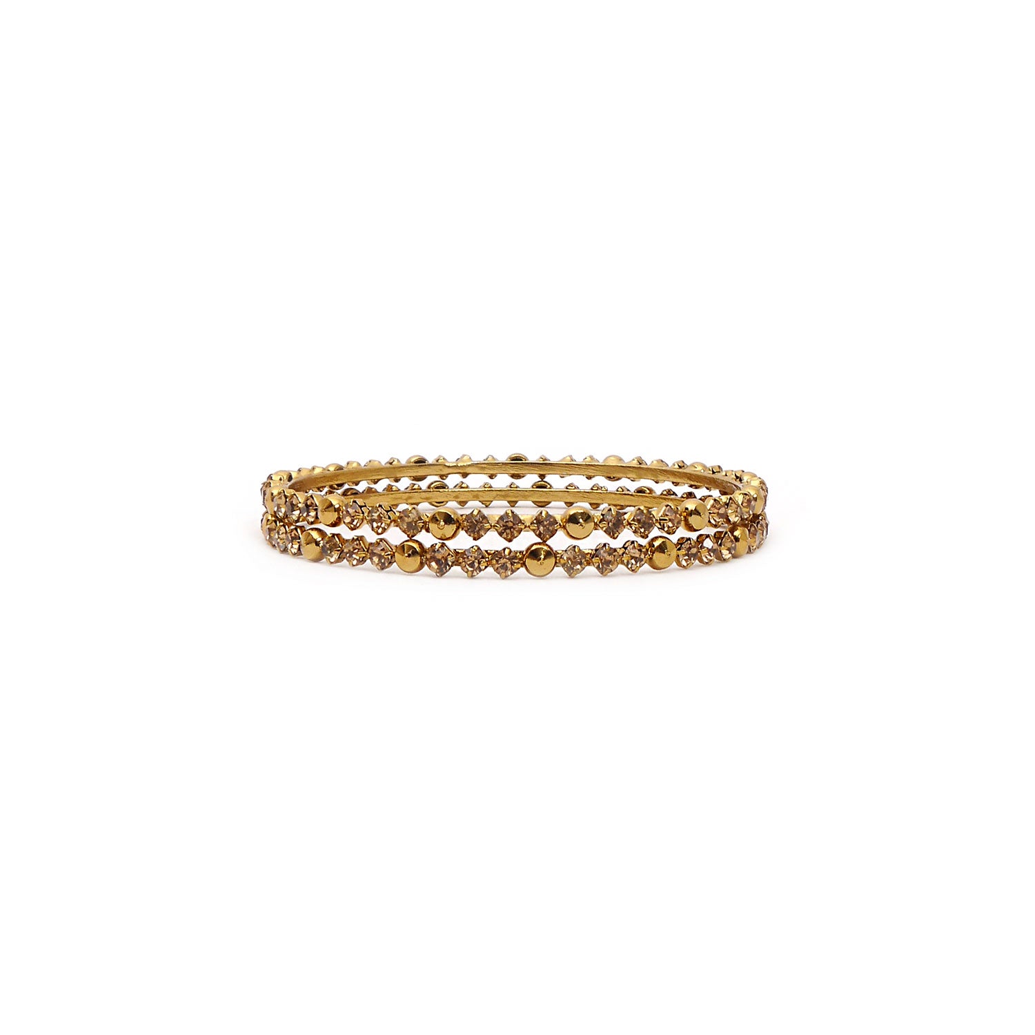 Champagne Diamanté Trio Antique Thin Bangles
