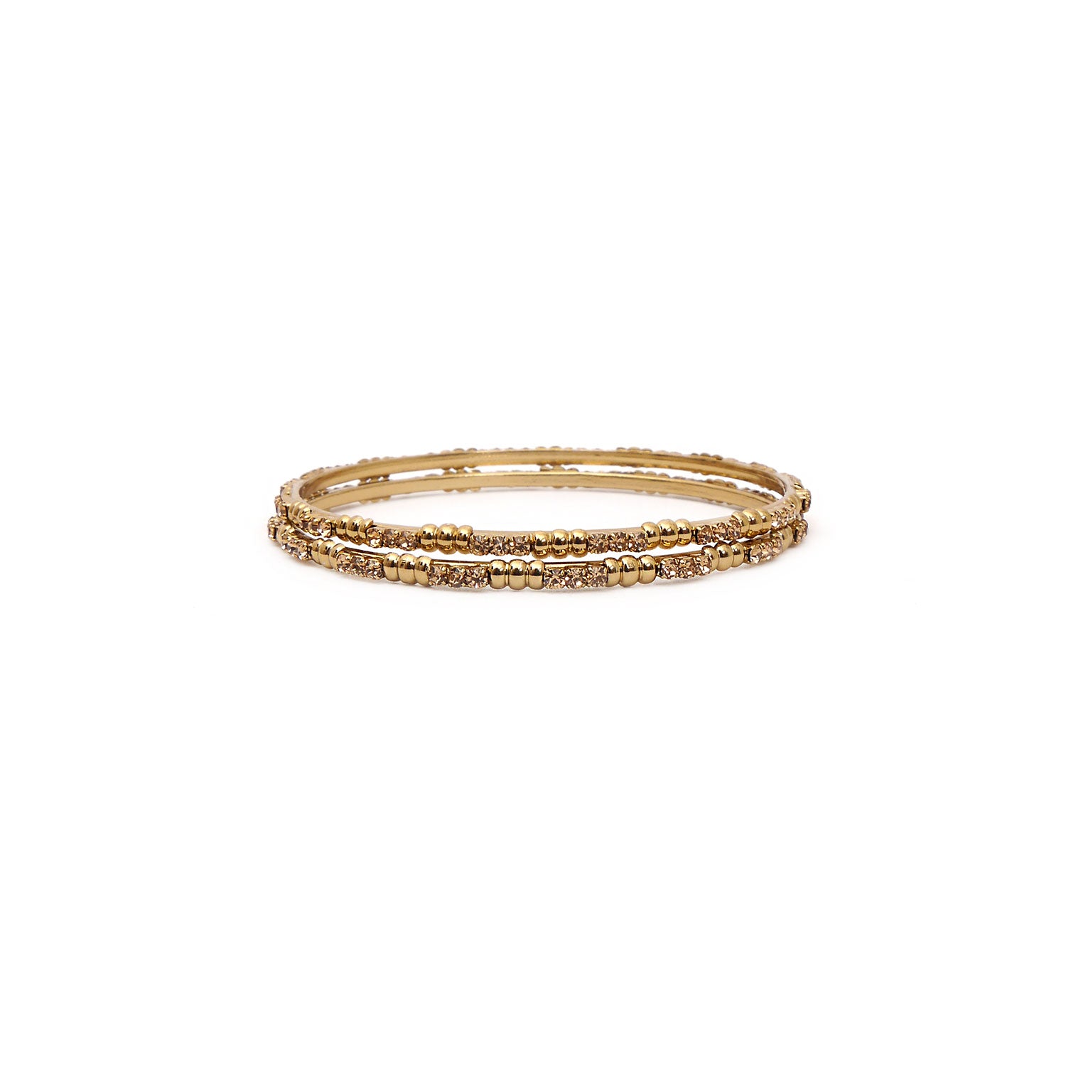 Sequence Bead and Champagne Thin Bangles