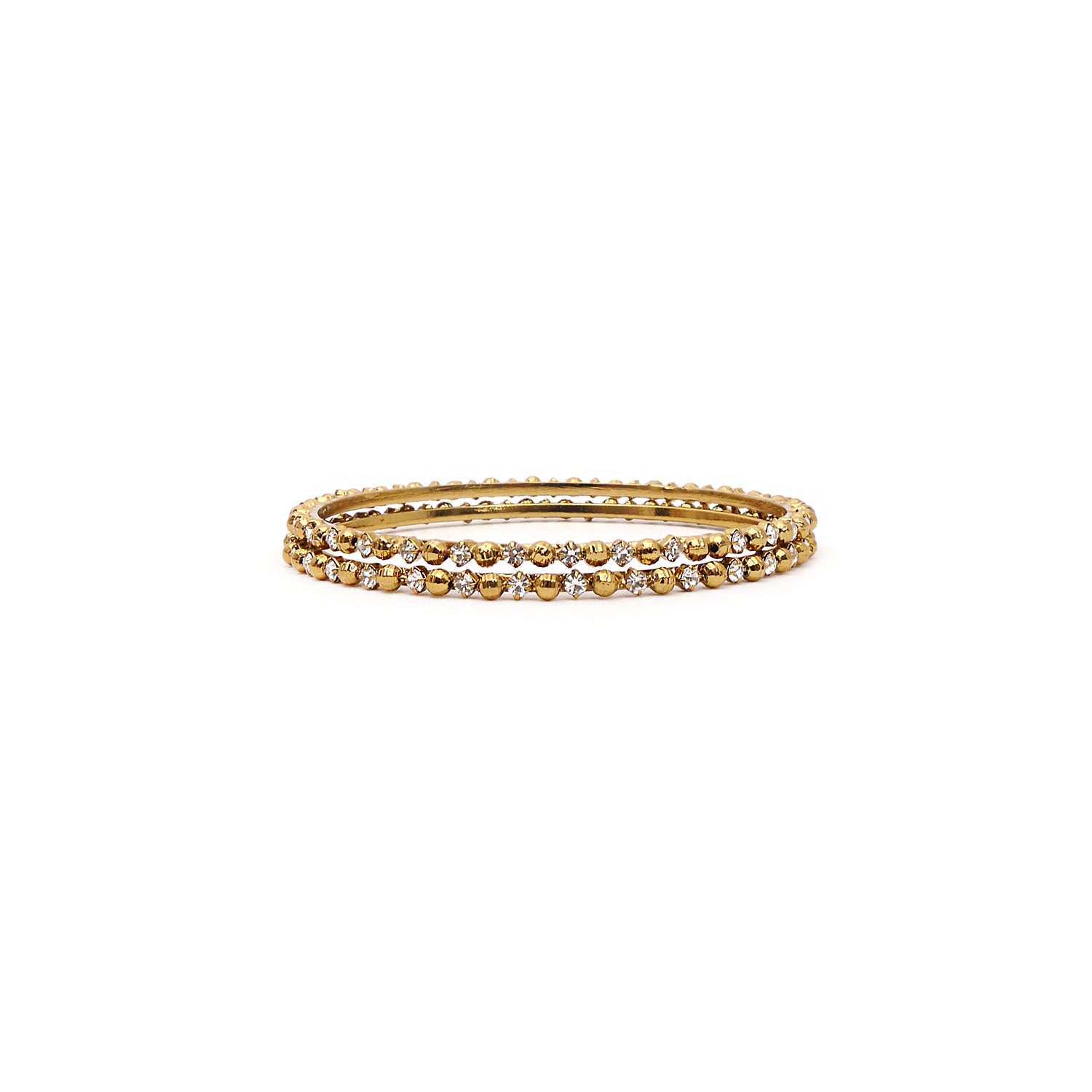 Facet Beaded White Thin Bangle