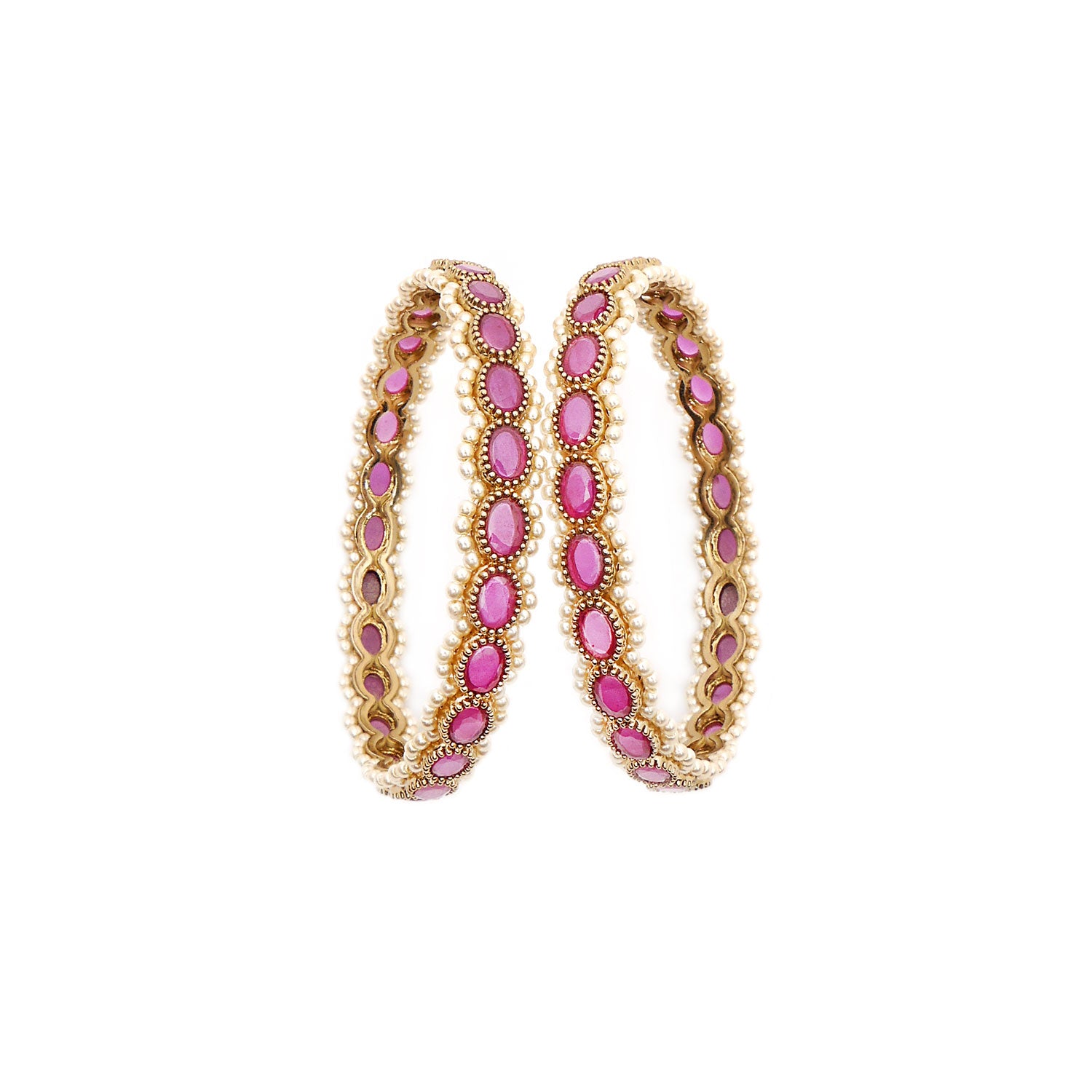 Ruby Oval and Pearl Bangles