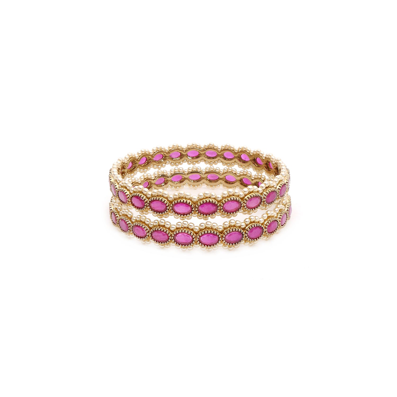 Ruby Oval and Pearl Bangles