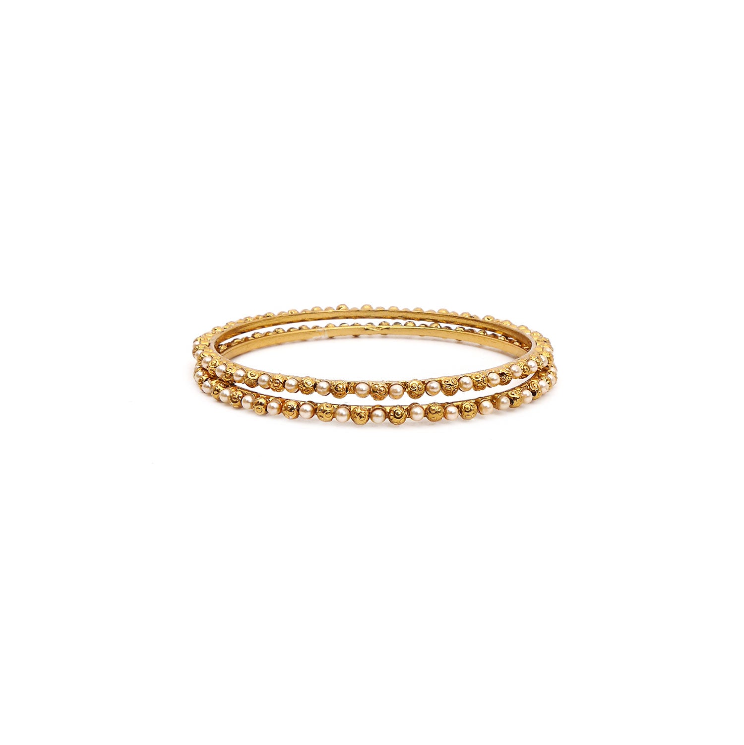 Facet Bead and Pearl Antique Bangles