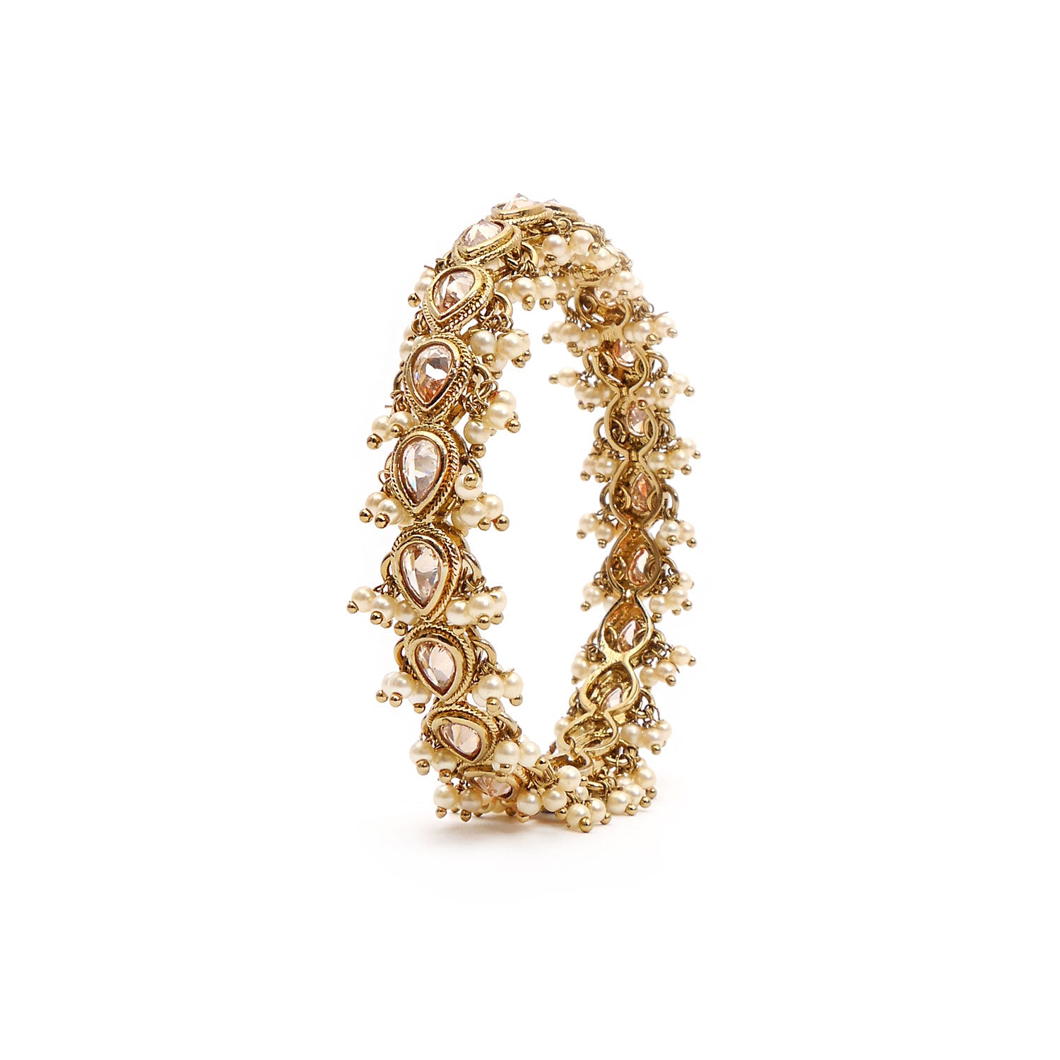 Cluster Pearl Bangle in Antique Gold