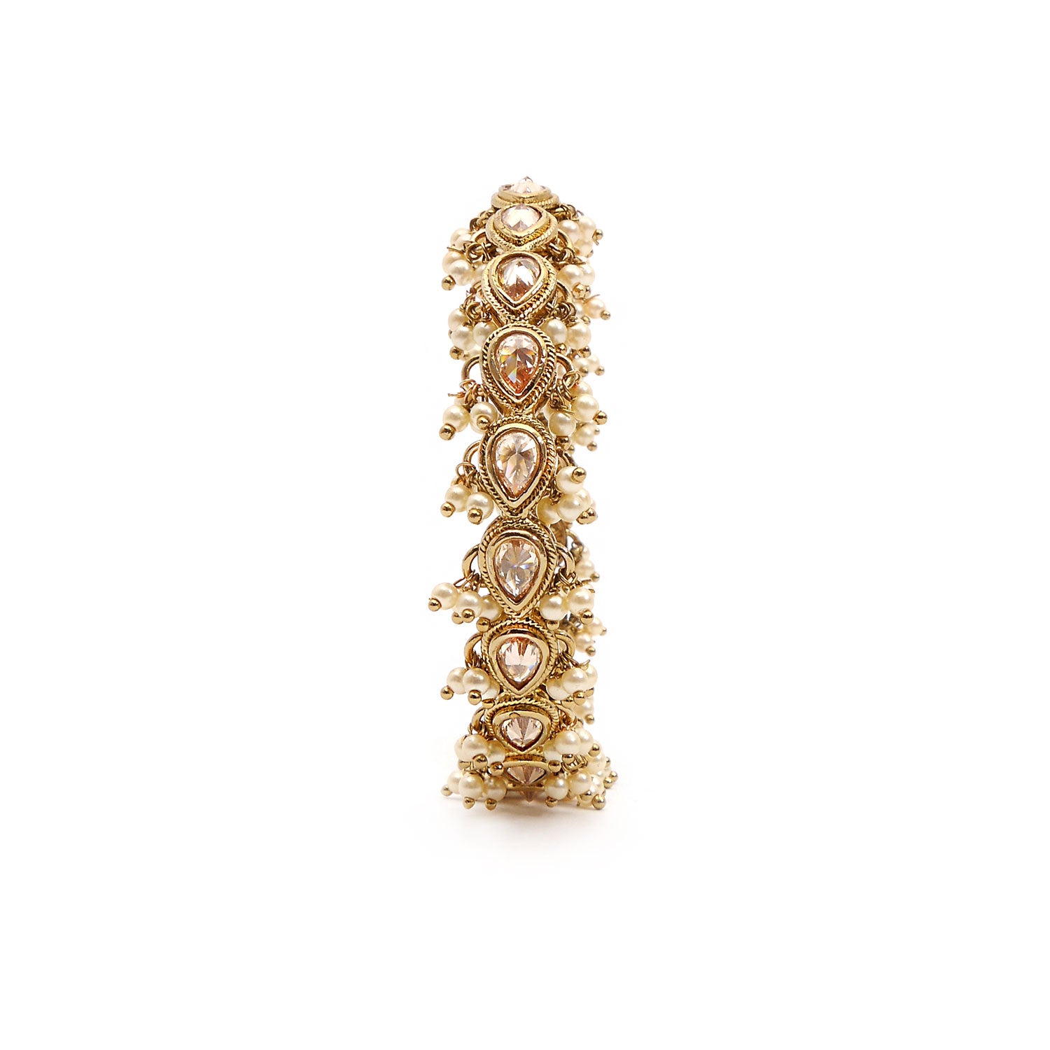 Cluster Pearl Bangle in Antique Gold