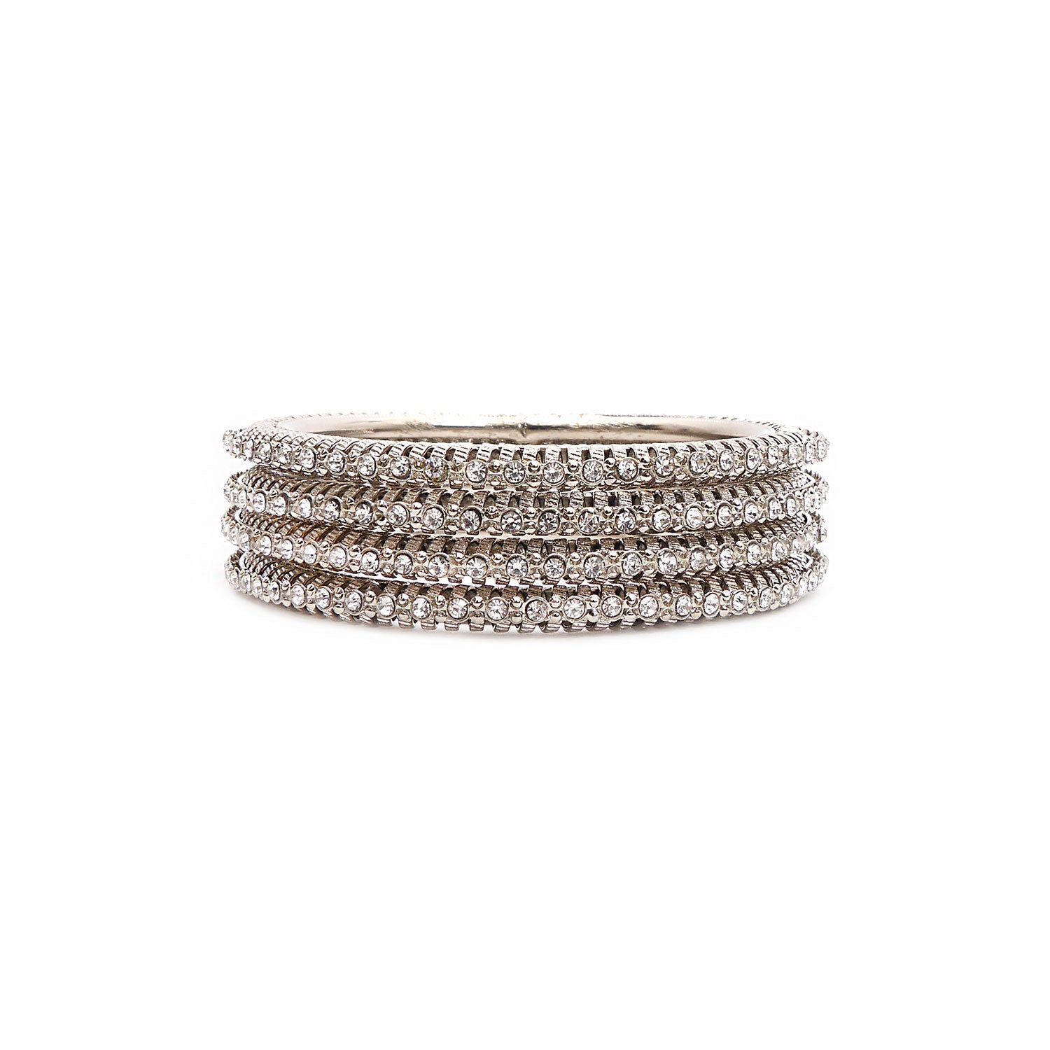 Silver Crystal and Mesh Bangles