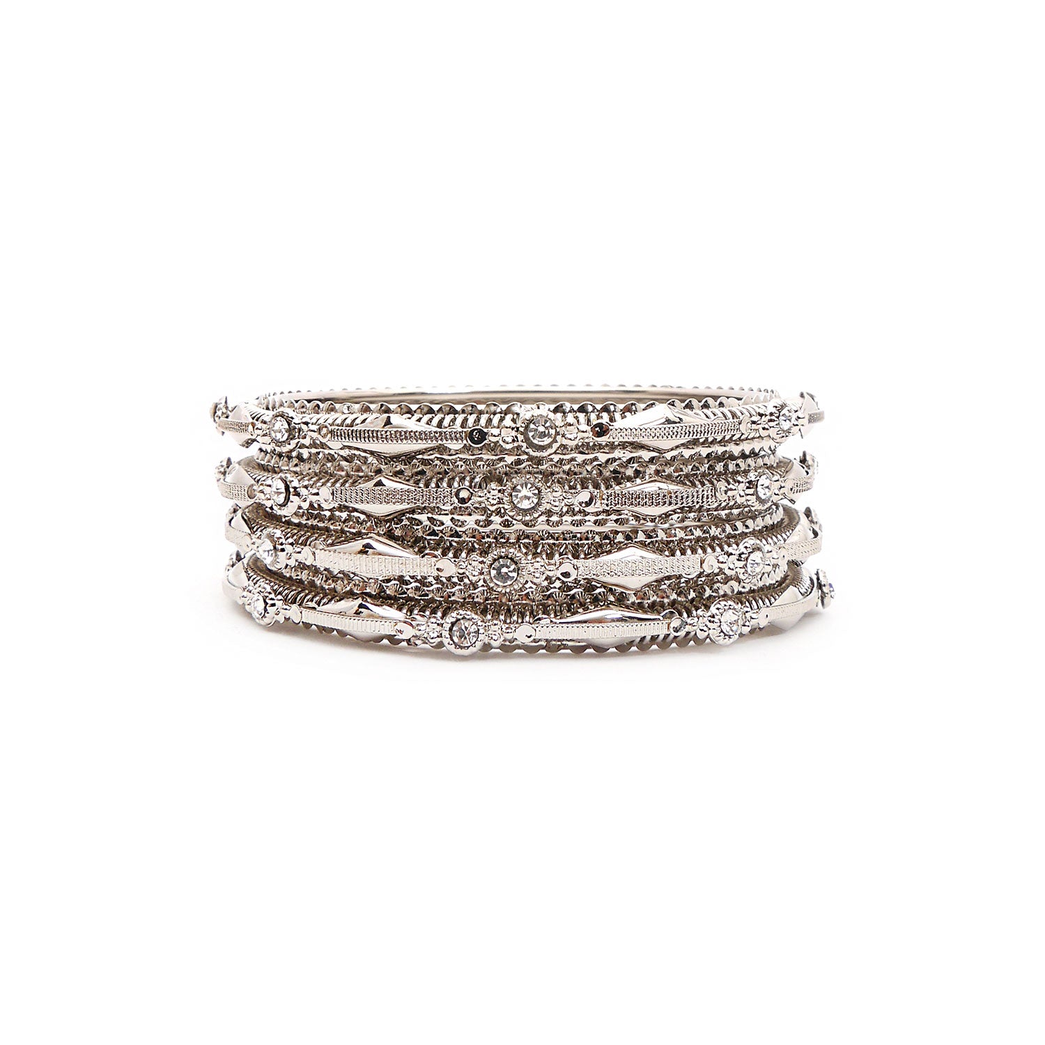 Diamond Cut Rhodium Bangles