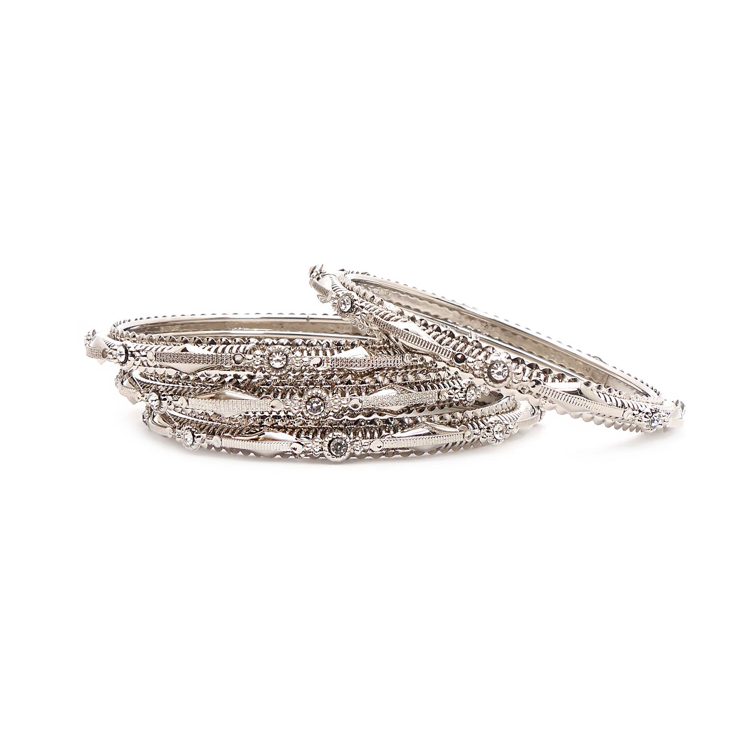 Diamond Cut Rhodium Bangles