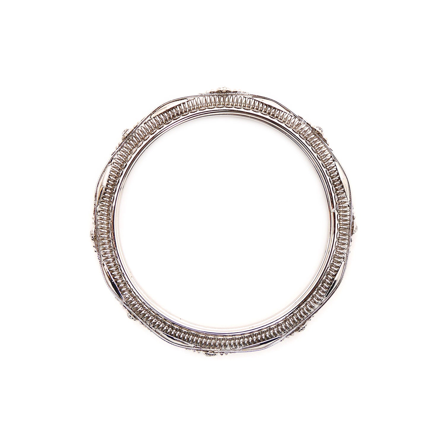 Diamond Cut Rhodium Bangles