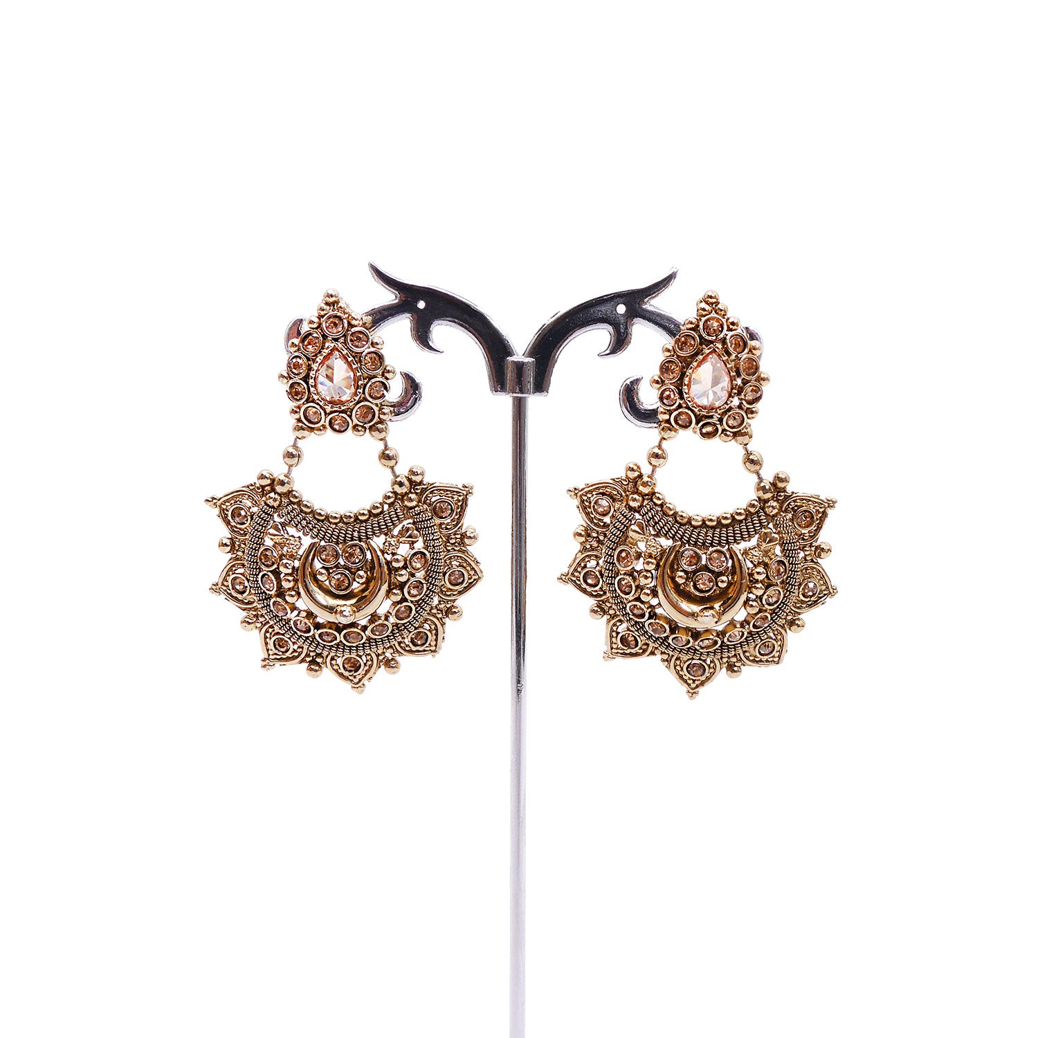 Lekha Chandbali Earrings in Antique Gold