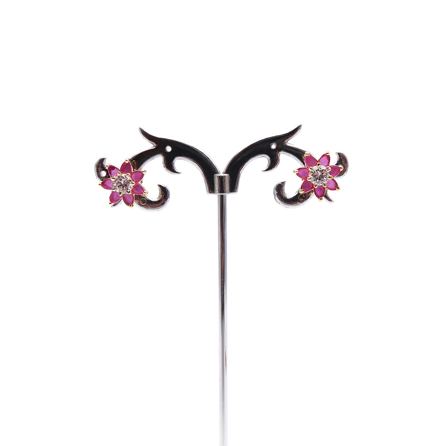 Tulip Cubic Zirconia Studs in Ruby