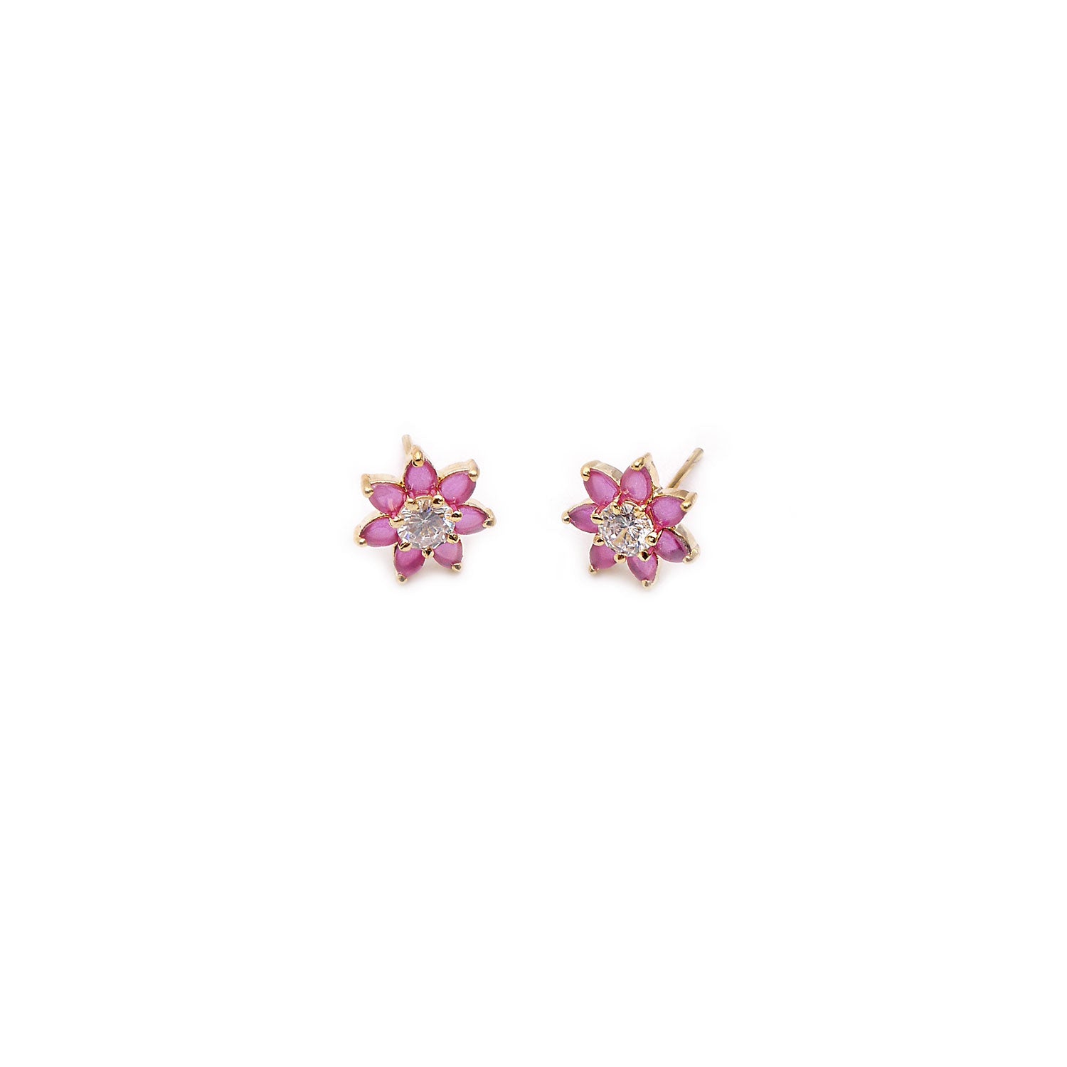 Tulip Cubic Zirconia Studs in Ruby
