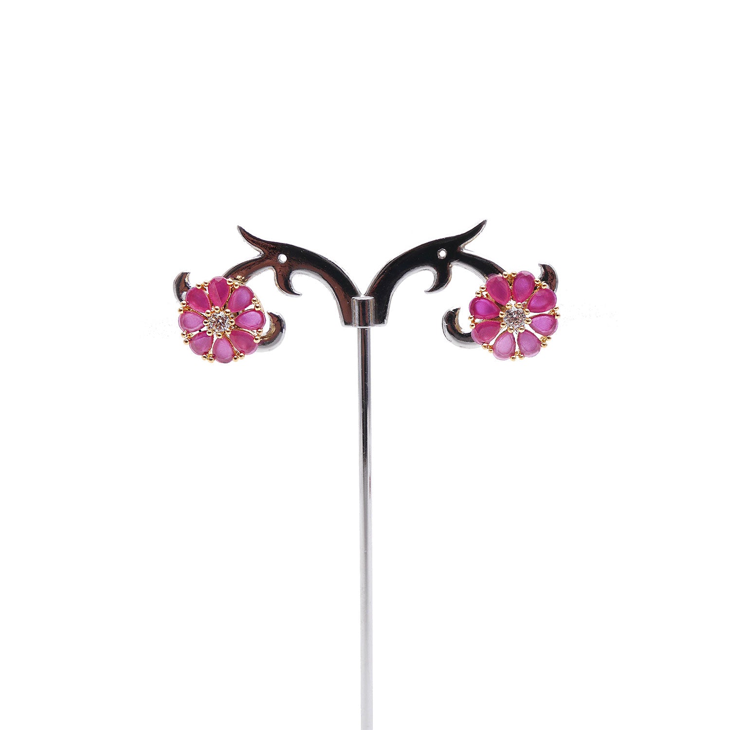 Azalea Cubic Zirconia Studs in Ruby