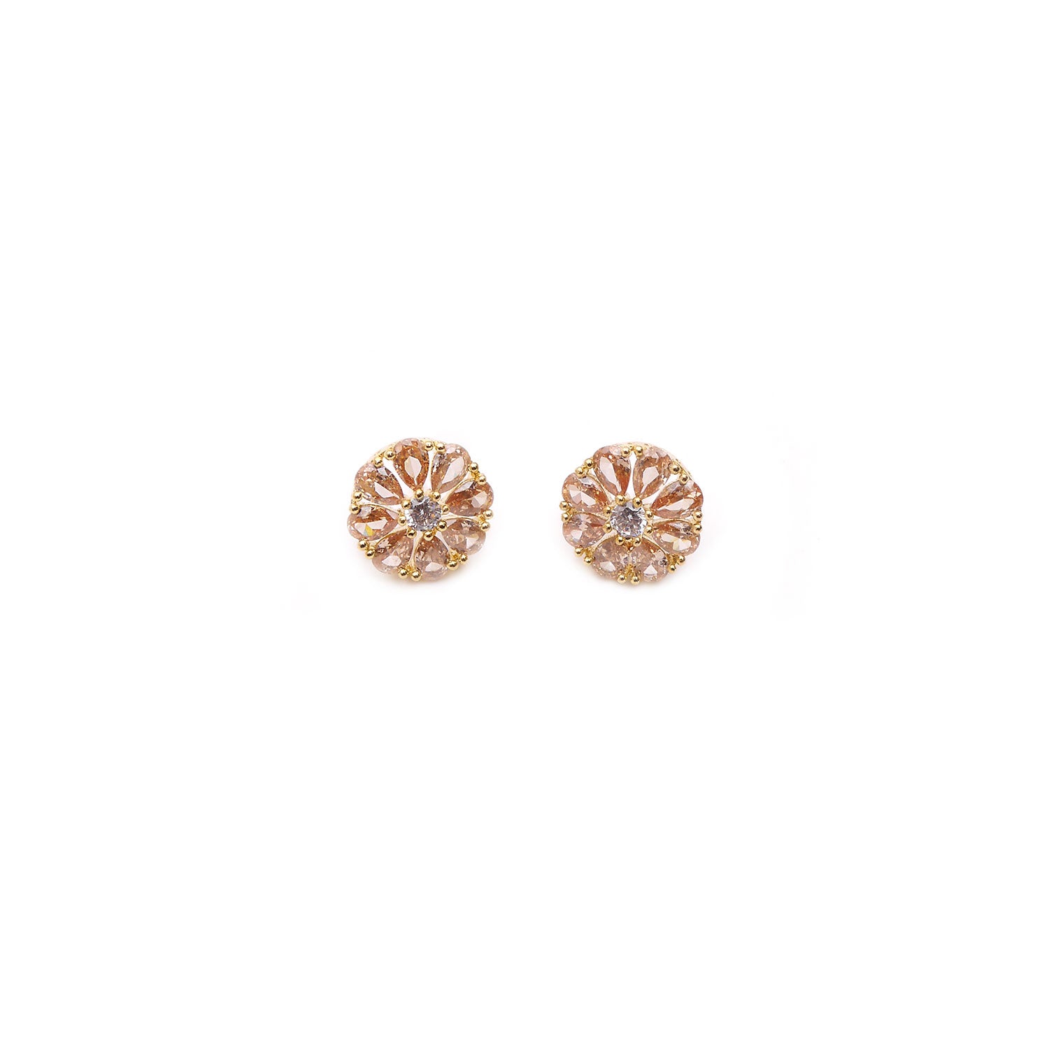 Azalea Cubic Zirconia Studs in Champagne