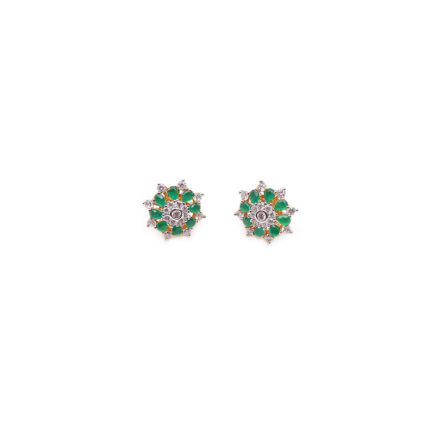 Rose Cubic Zirconia Studs in Green