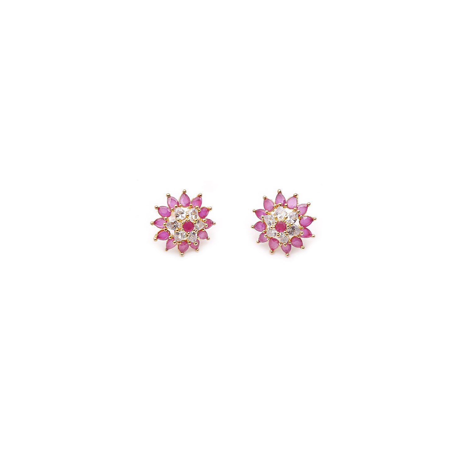 Dahlia Cubic Zirconia Studs in Ruby