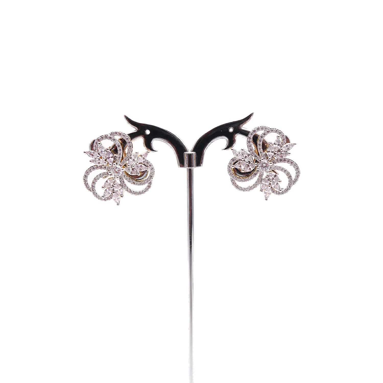 Freesia Cubic Zirconia Studs in Rhodium
