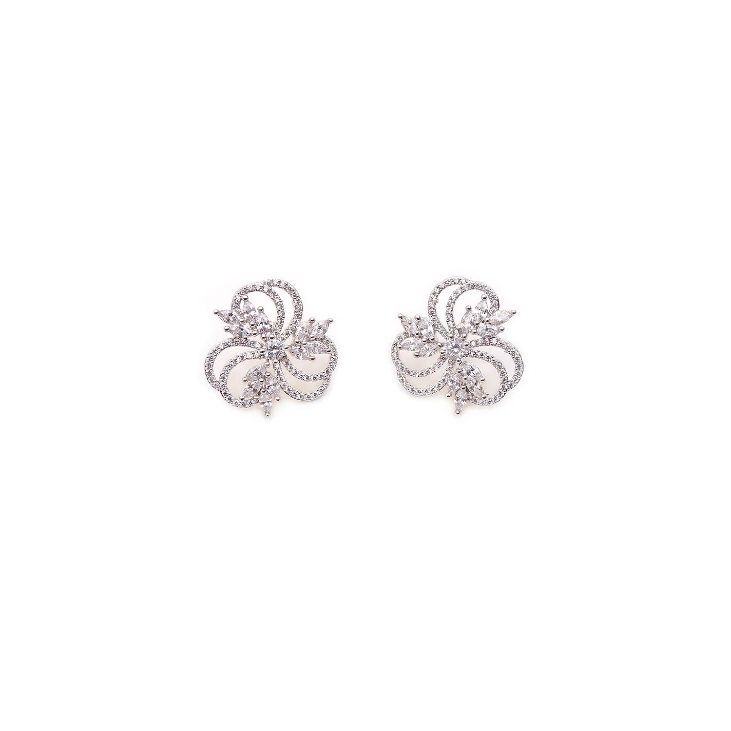 Freesia Cubic Zirconia Studs in Rhodium