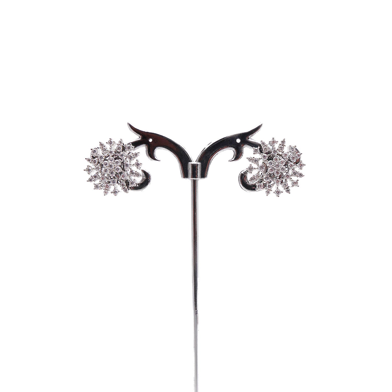 Dandelion Cubic Zirconia Studs in Rhodium