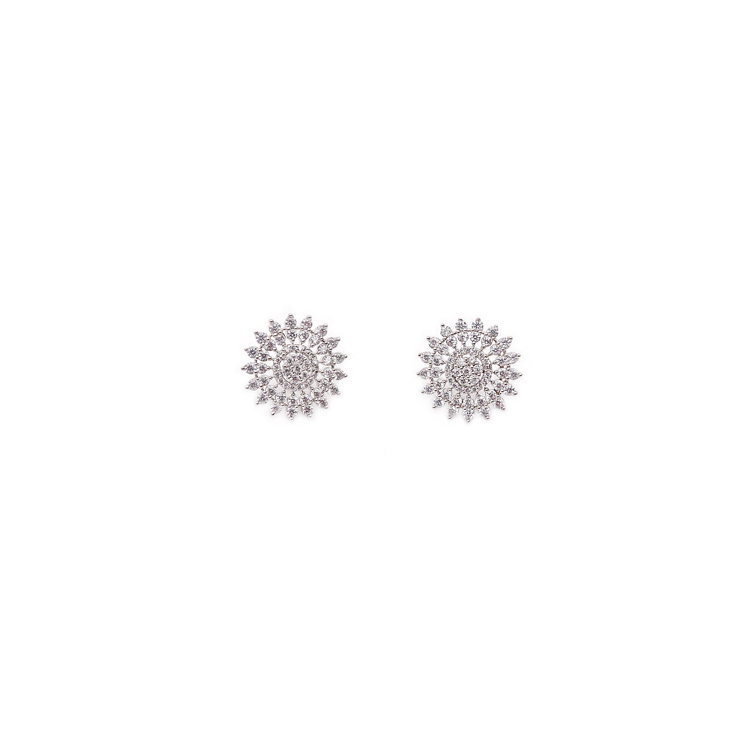 Floret Cubic Zirconia Studs in Rhodium