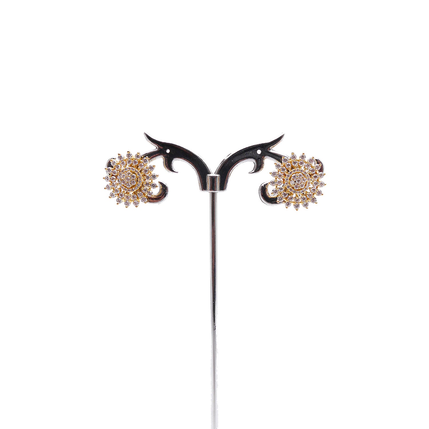 Floret Cubic Zirconia Studs in Gold