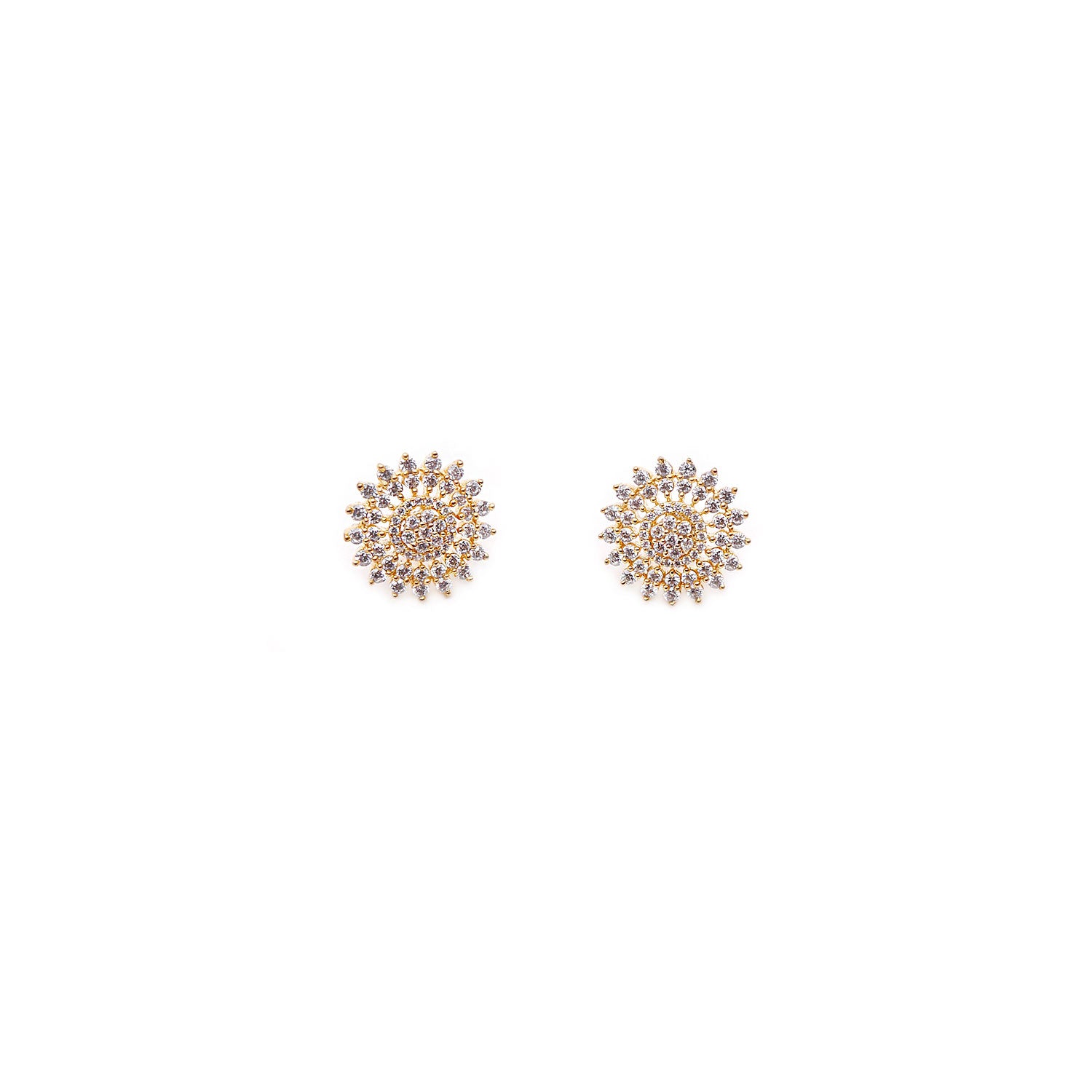 Floret Cubic Zirconia Studs in Gold