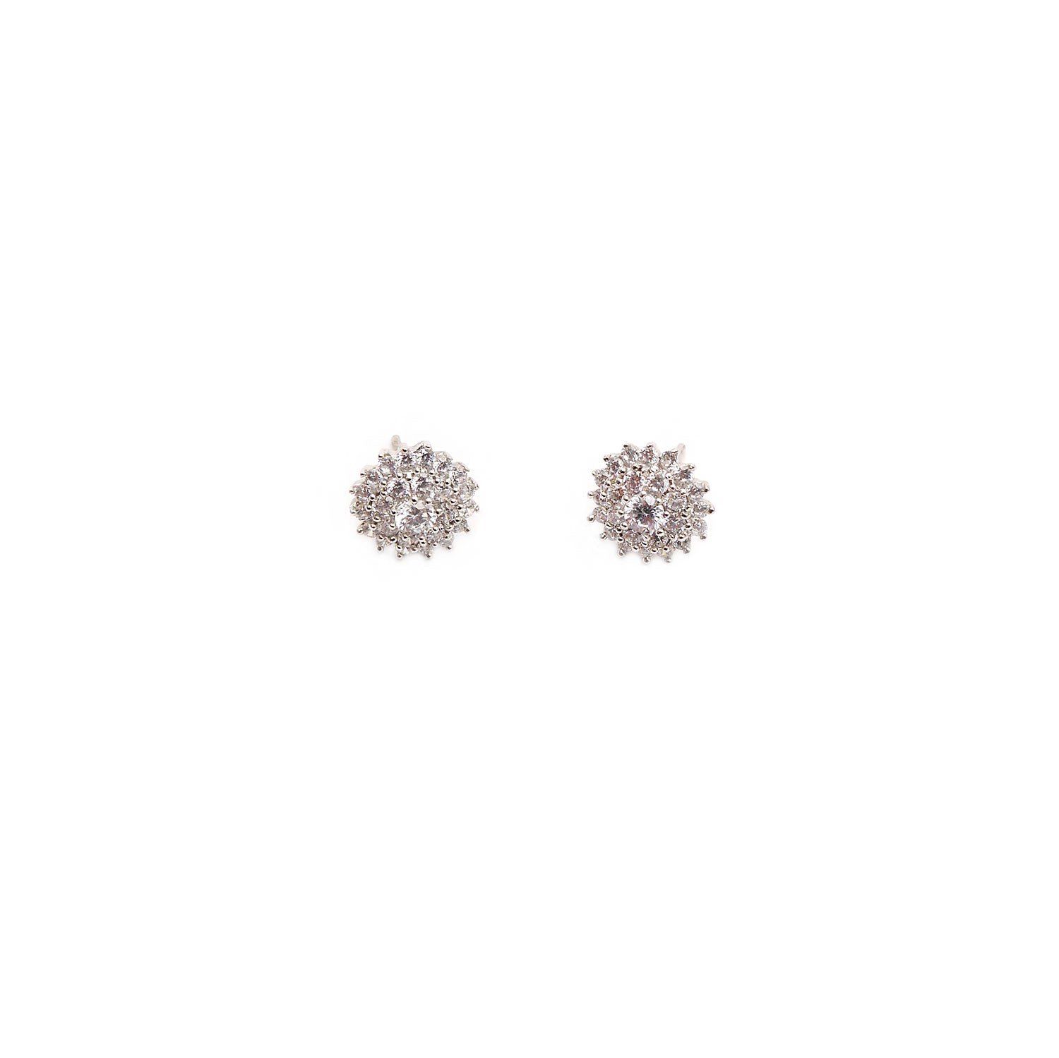 Carnation Cubic Zircon Studs in Rhodium