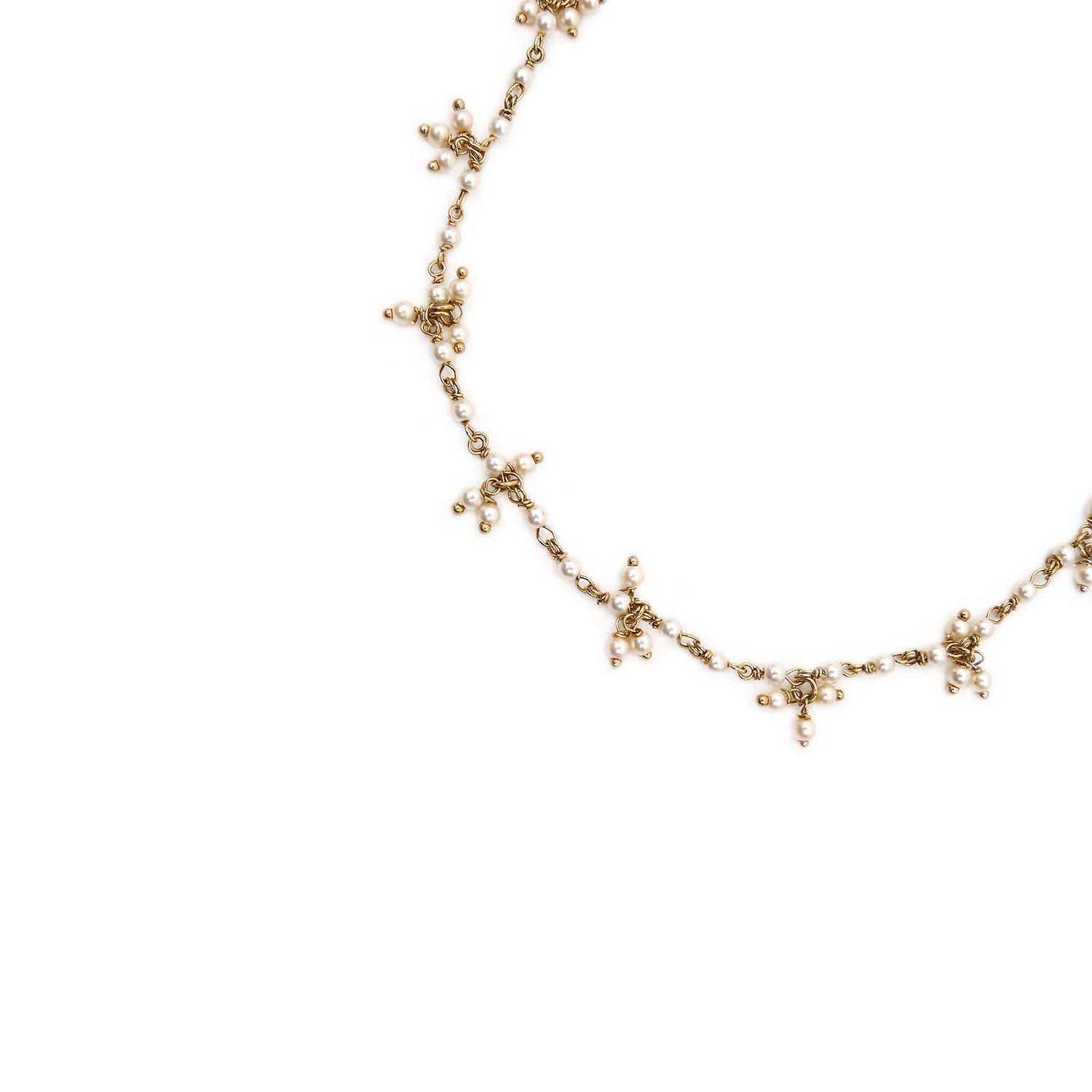 Ladli Pearl Anklet in Antique Gold