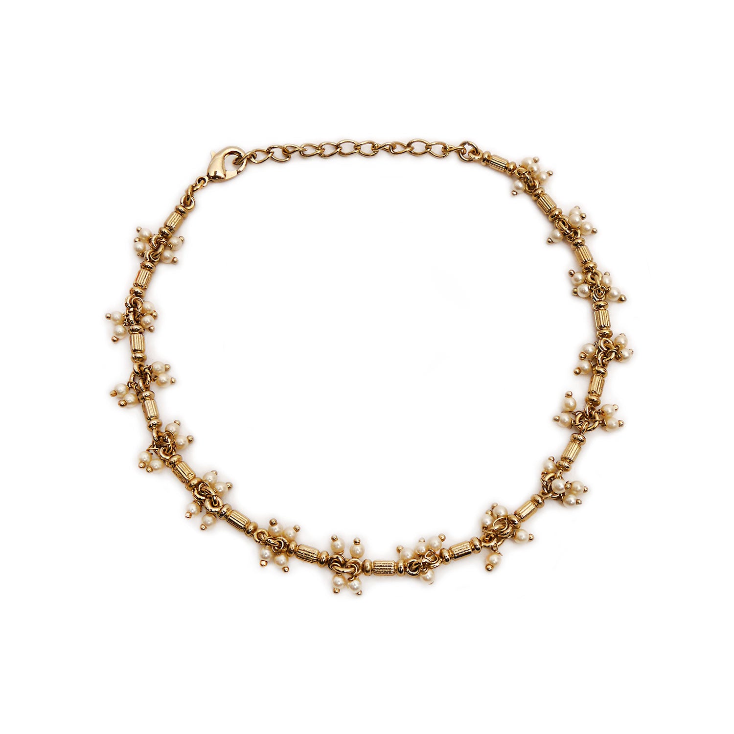 Kalki Anklet in Pearl and Antique Gold