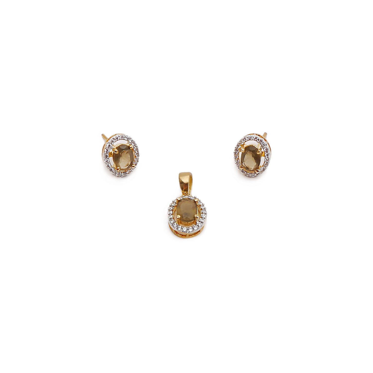 Lola Cubic Zirconia Pendant Set in Brown