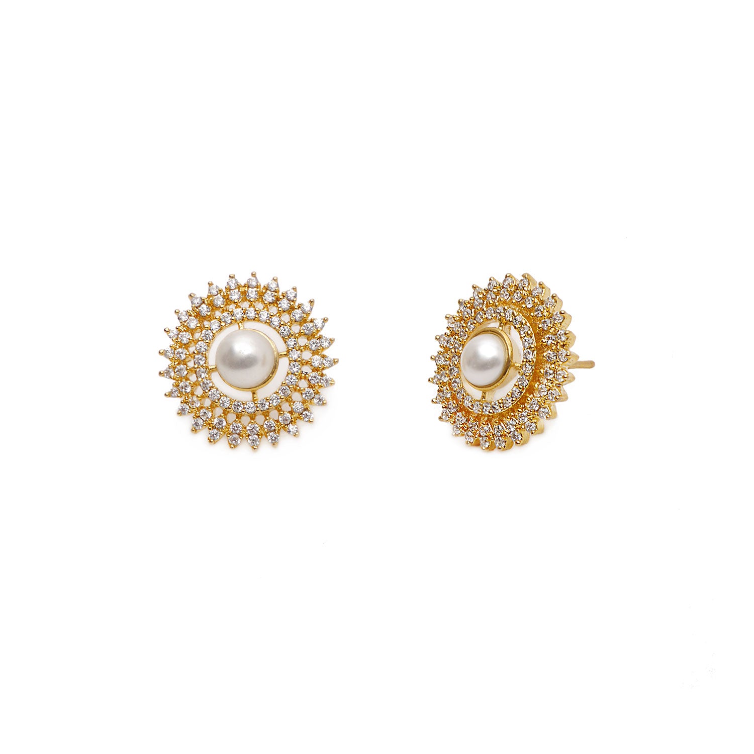 Pearly Cubic Zirconia Studs