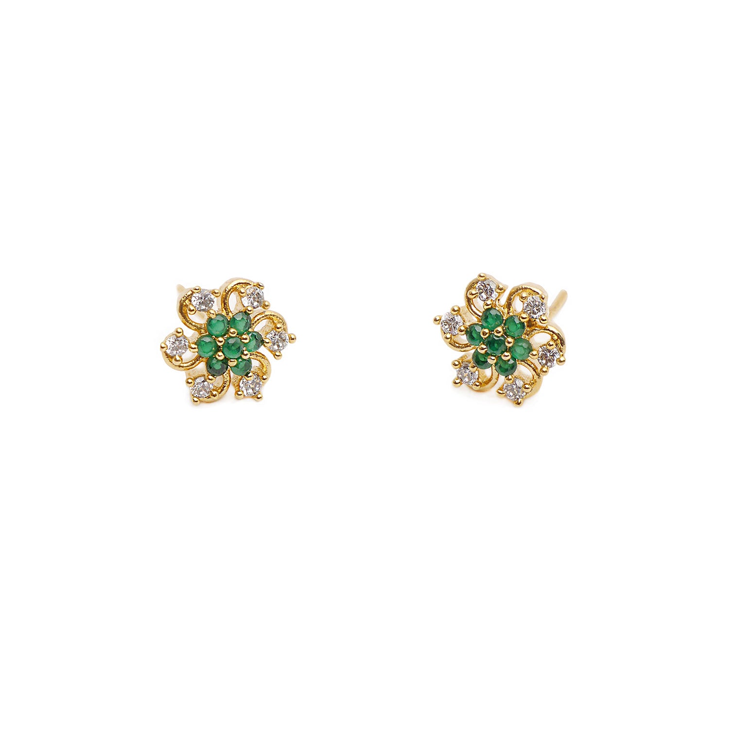 Wild Rose Cubic Zirconia Studs in Green