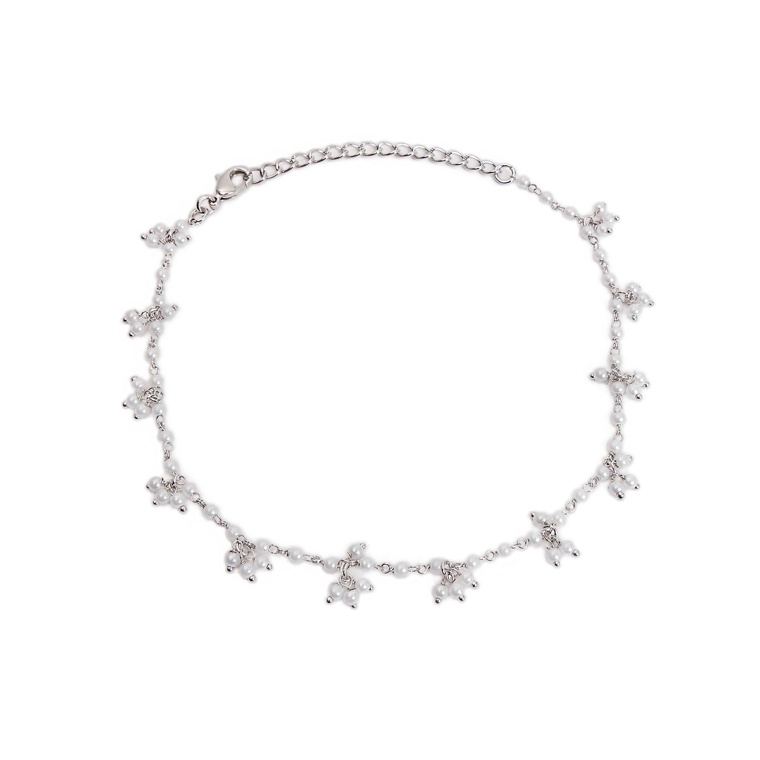 Ladli Pearl Anklet in Rhodium