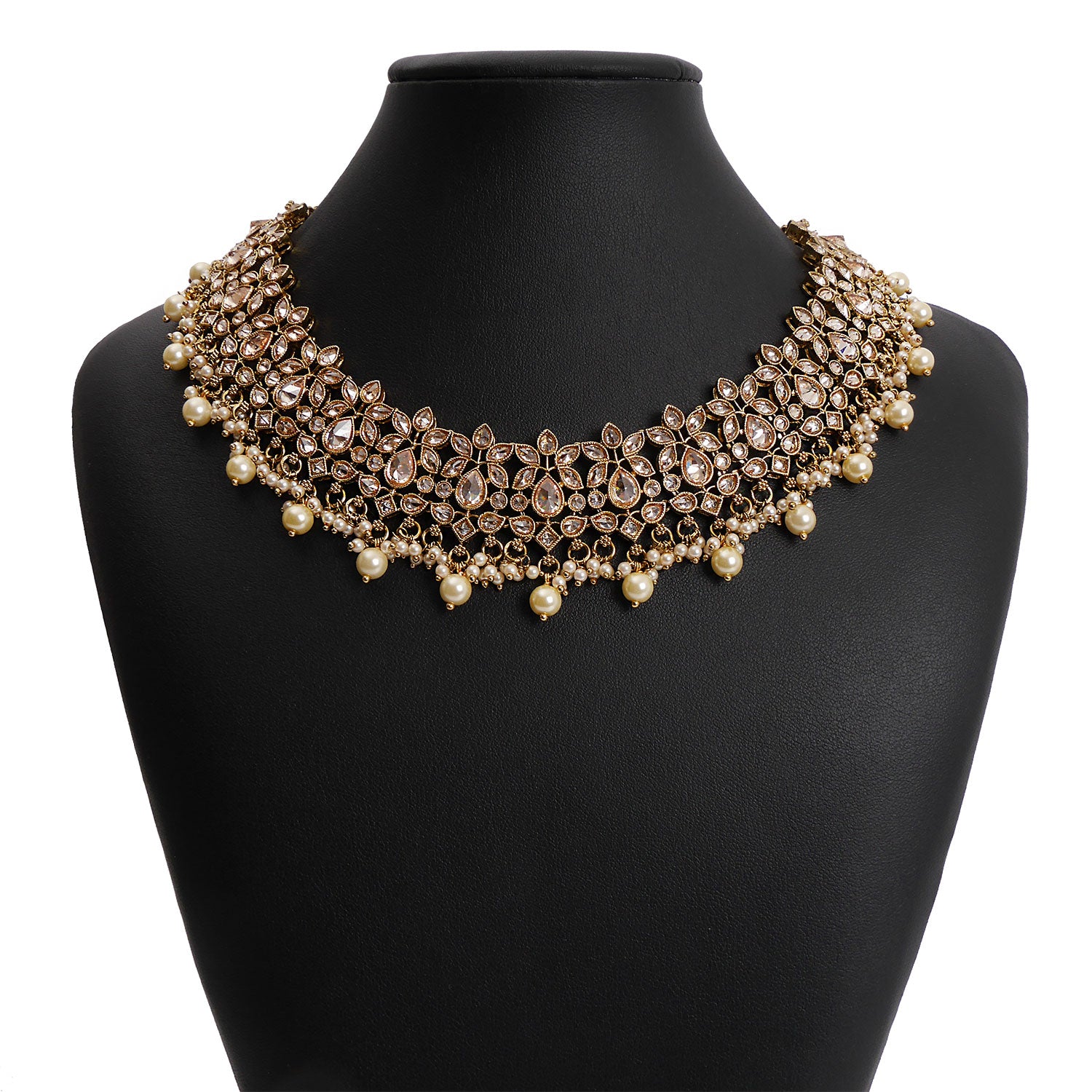 Kamal Necklace Set in Antique Gold