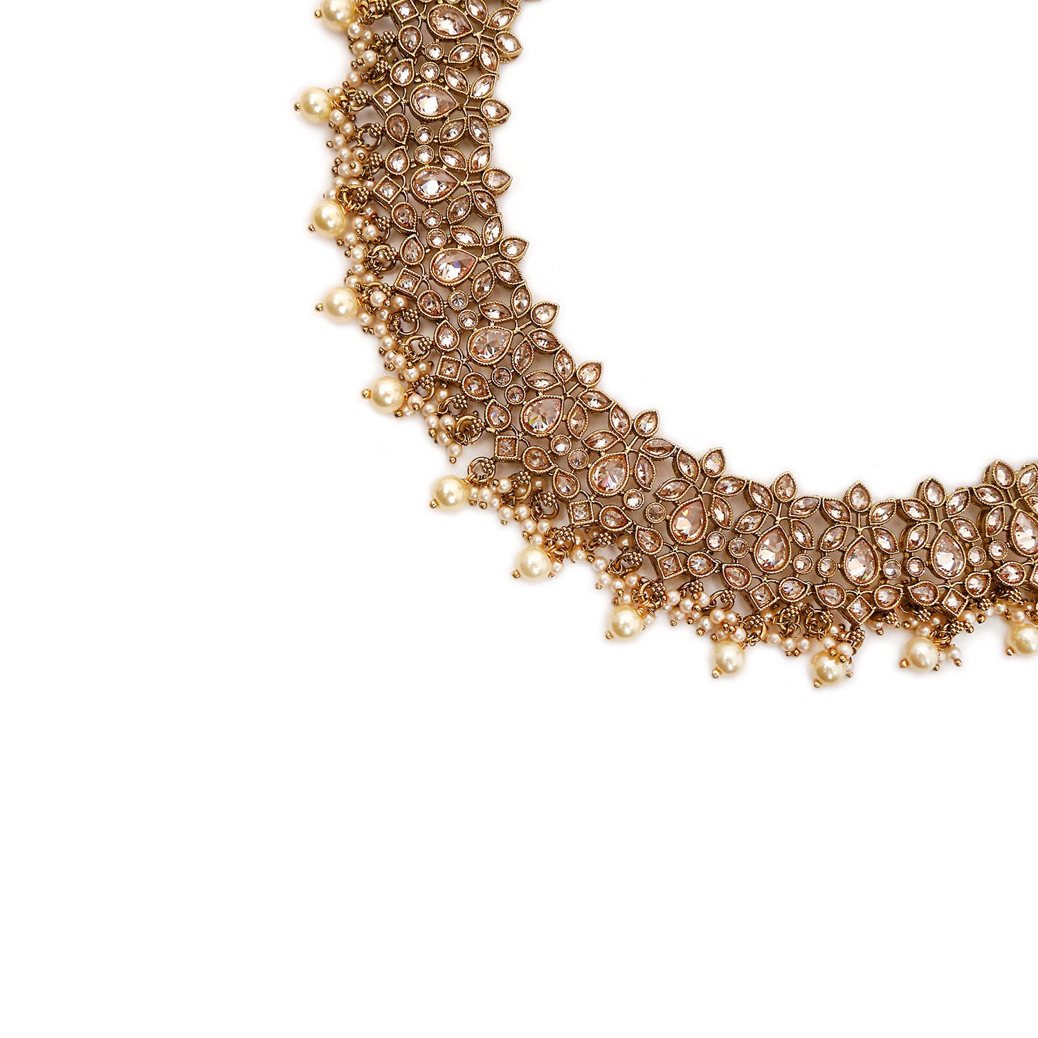 Kamal Necklace Set in Antique Gold