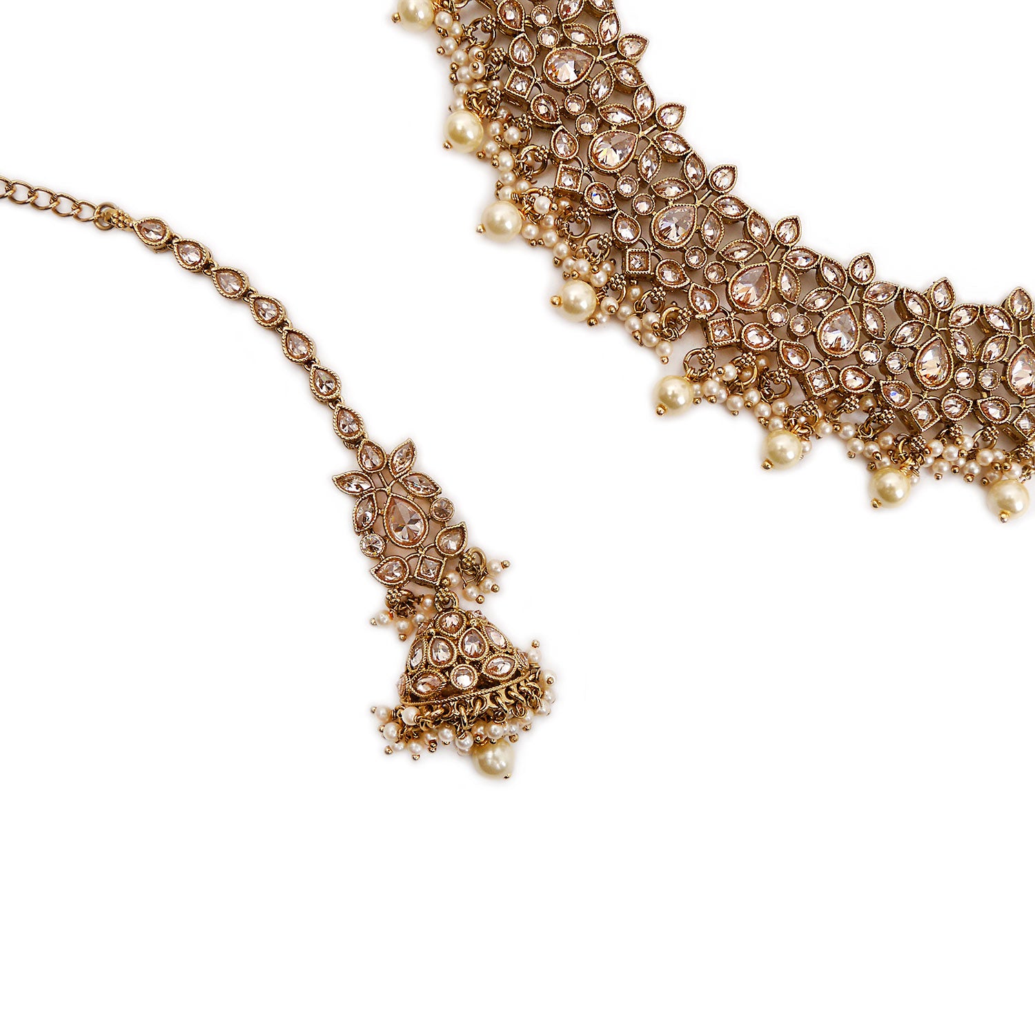 Kamal Necklace Set in Antique Gold