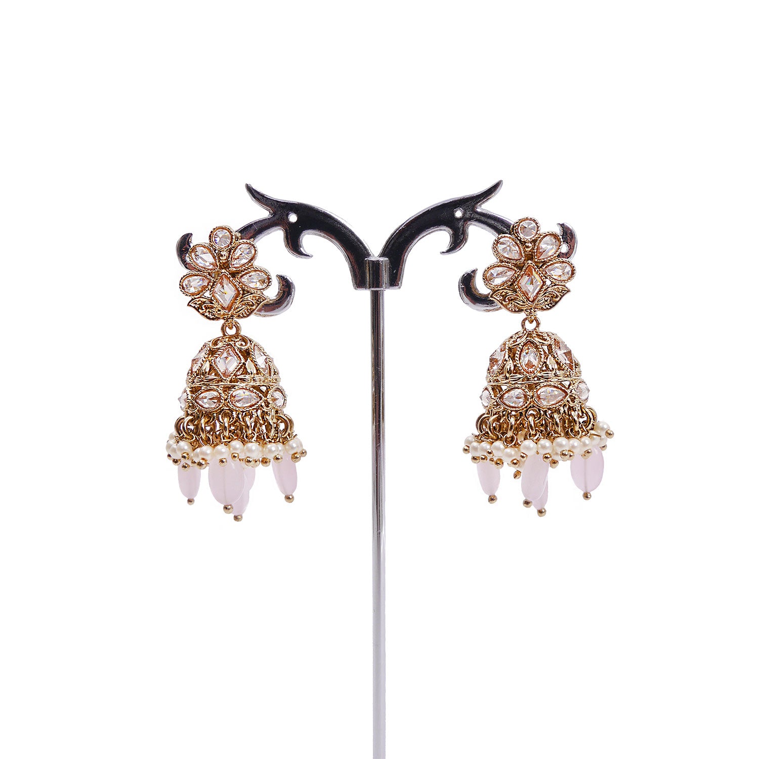 Aleena Jhumka Earrings in Light Pink